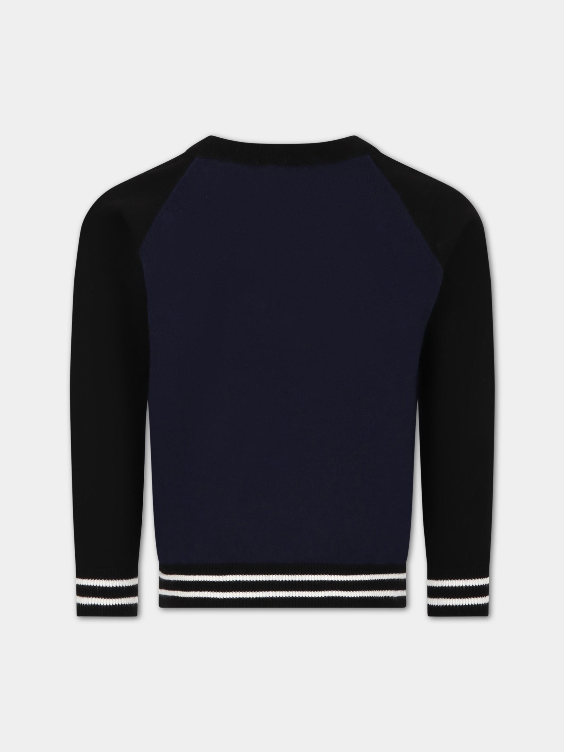 Maglione blu per bambino con logo,Balmain Kids,BS9P60 X0003 620NE