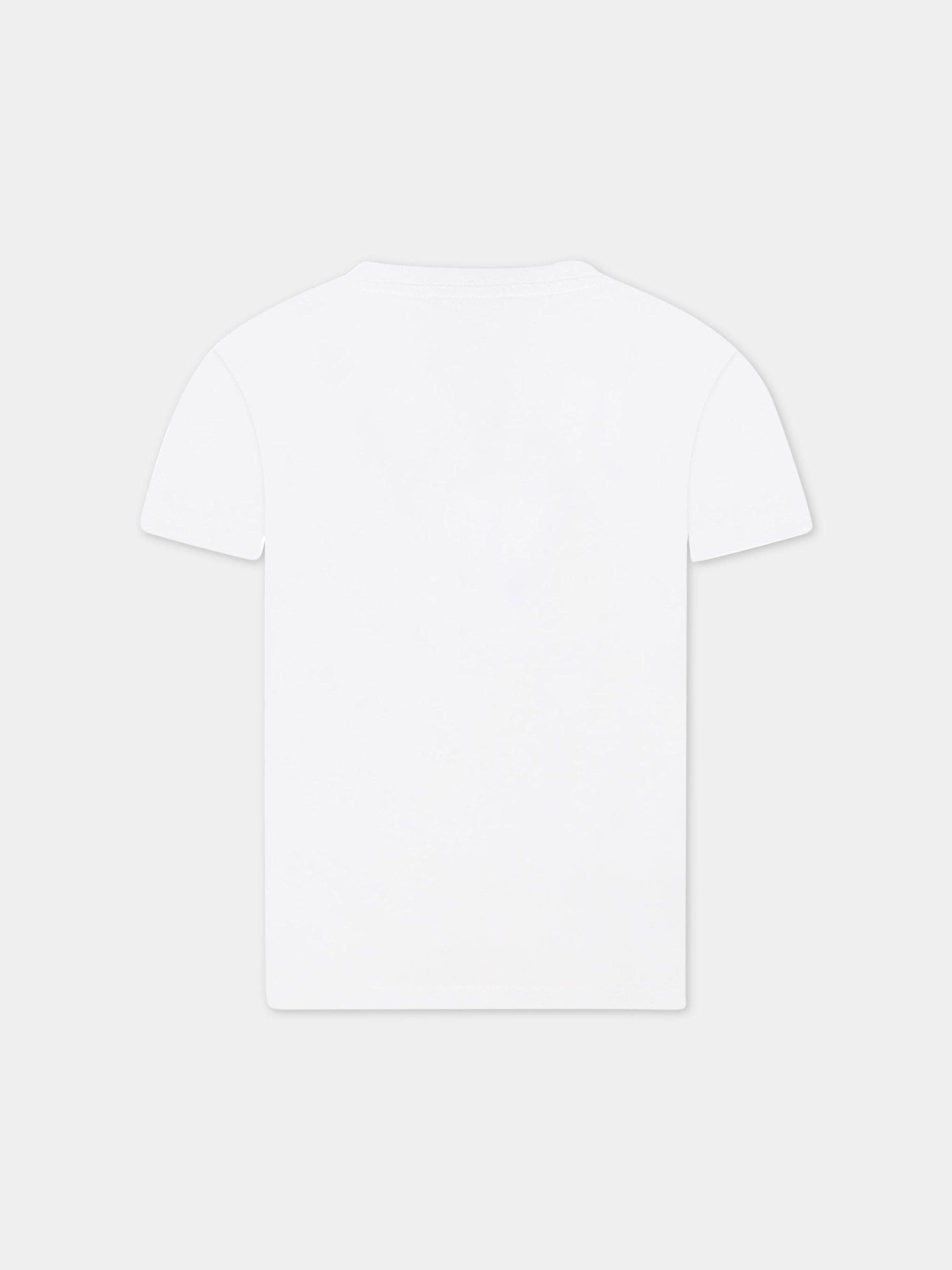 T-shirt bianca per bambino con logo,Balmain Kids,BS8Q41 Z0057 100OR
