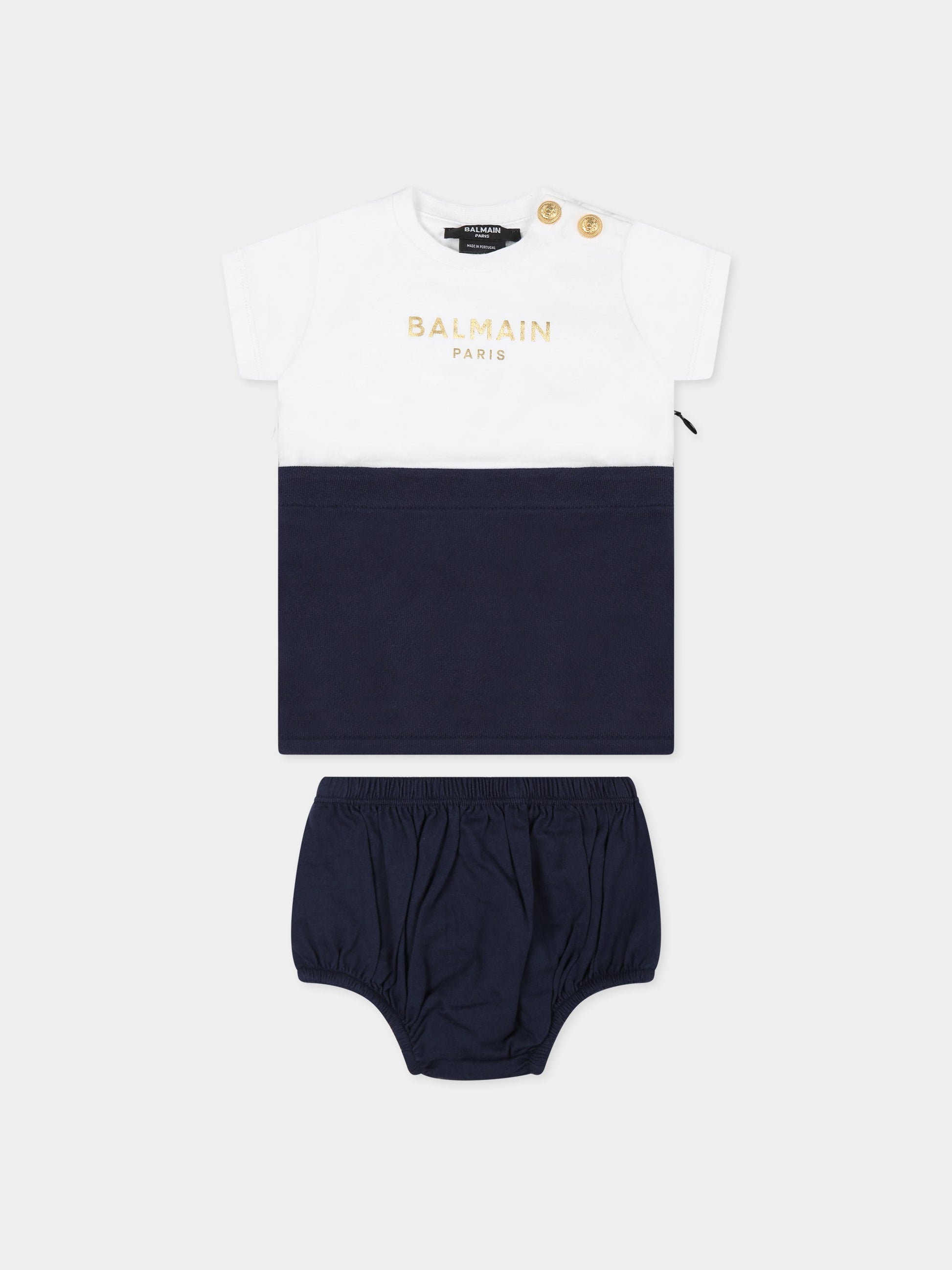 Vestito multicolor per neonata con logo,Balmain Kids,BS1061 Z0001 100BL