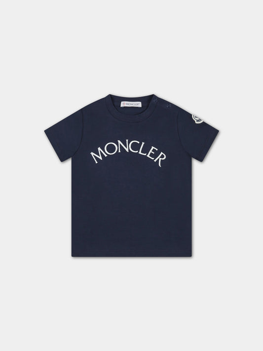T-shirt blu per neonato con logo,Moncler Kids,951 8C00022 8790N 744