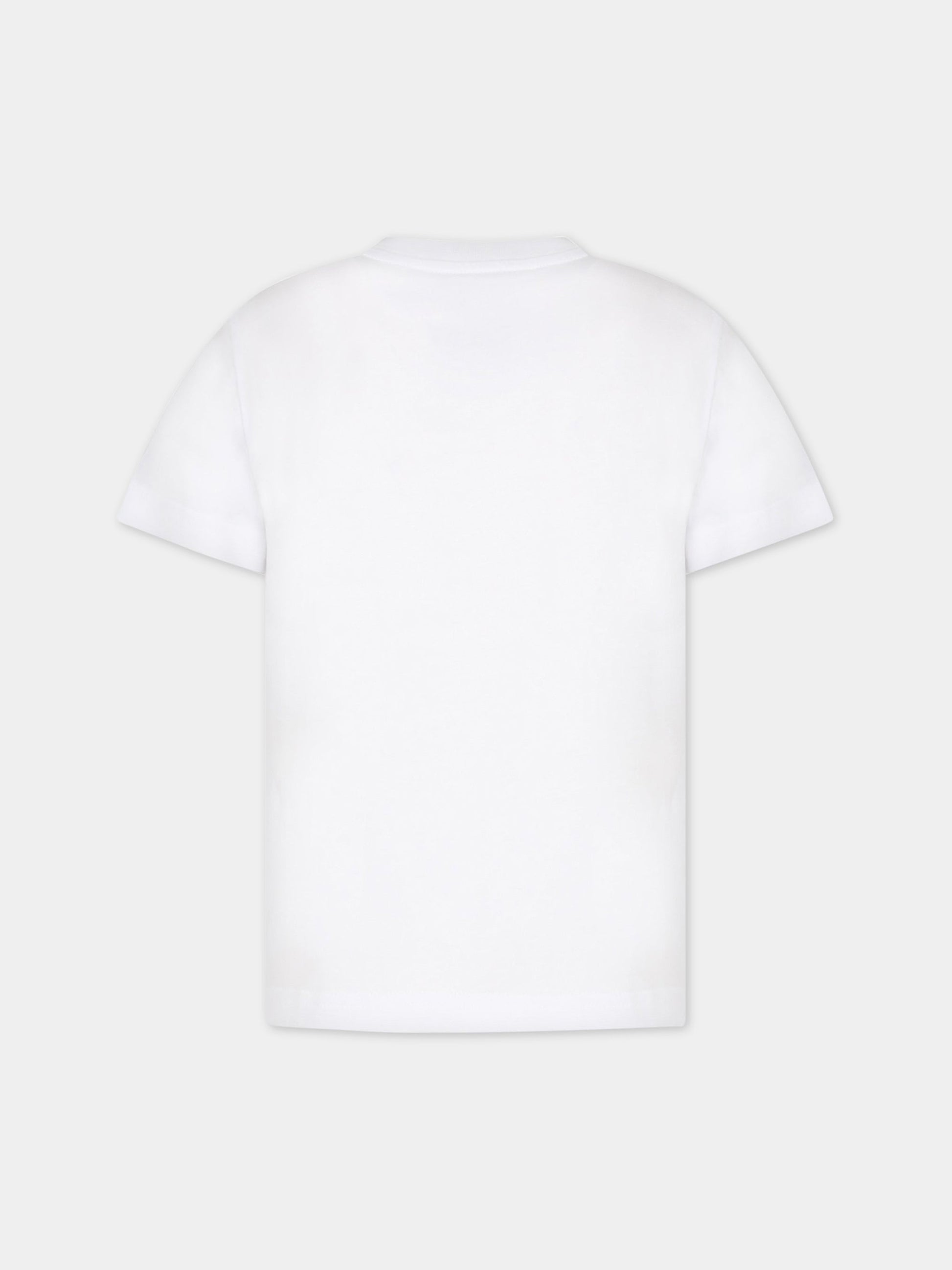 T-shirt bianca per bambino con patch logato,Moncler Kids,954 8C00033 83907 001