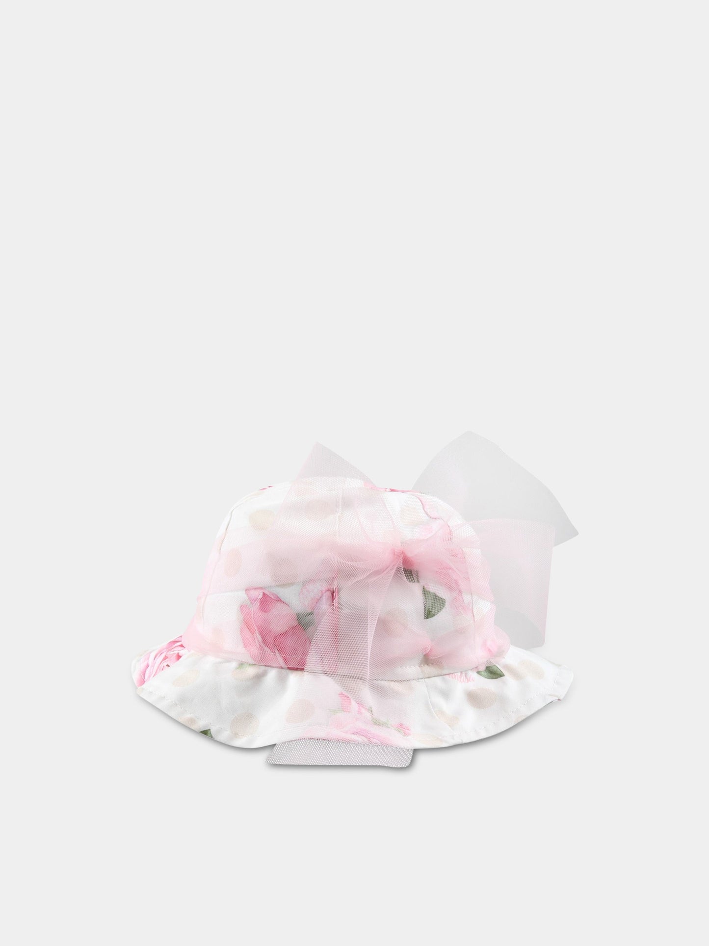 Cappello bianco per neonata con rose,Monnalisa,39A003 1626 9990