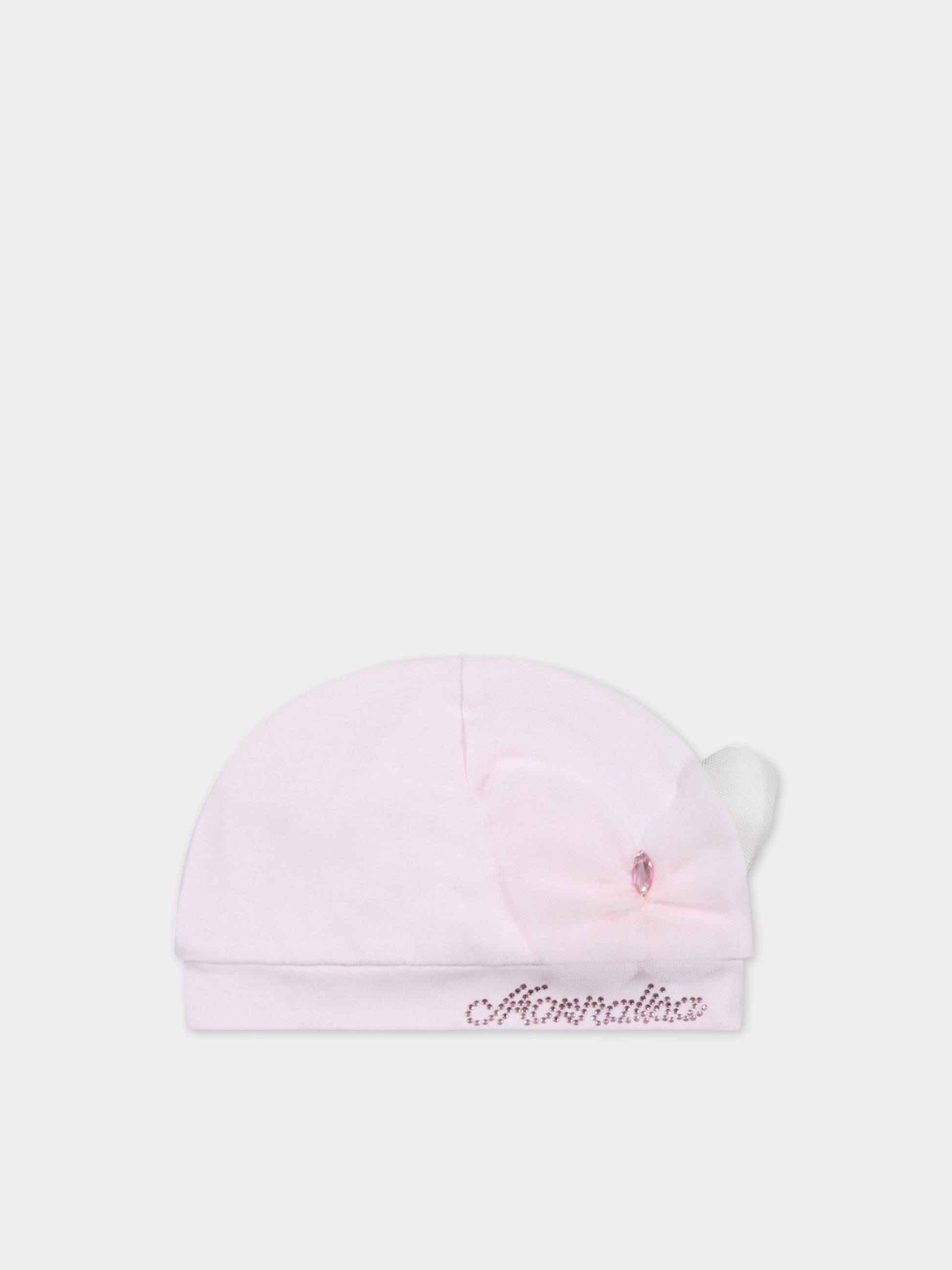 Cappello rosa per neonata con farfalla,Monnalisa,35A002 1000 0091