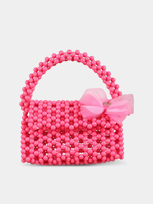 Borsa fucsia per bambina con logo e farfalla,Monnalisa,19A004 1067 0095