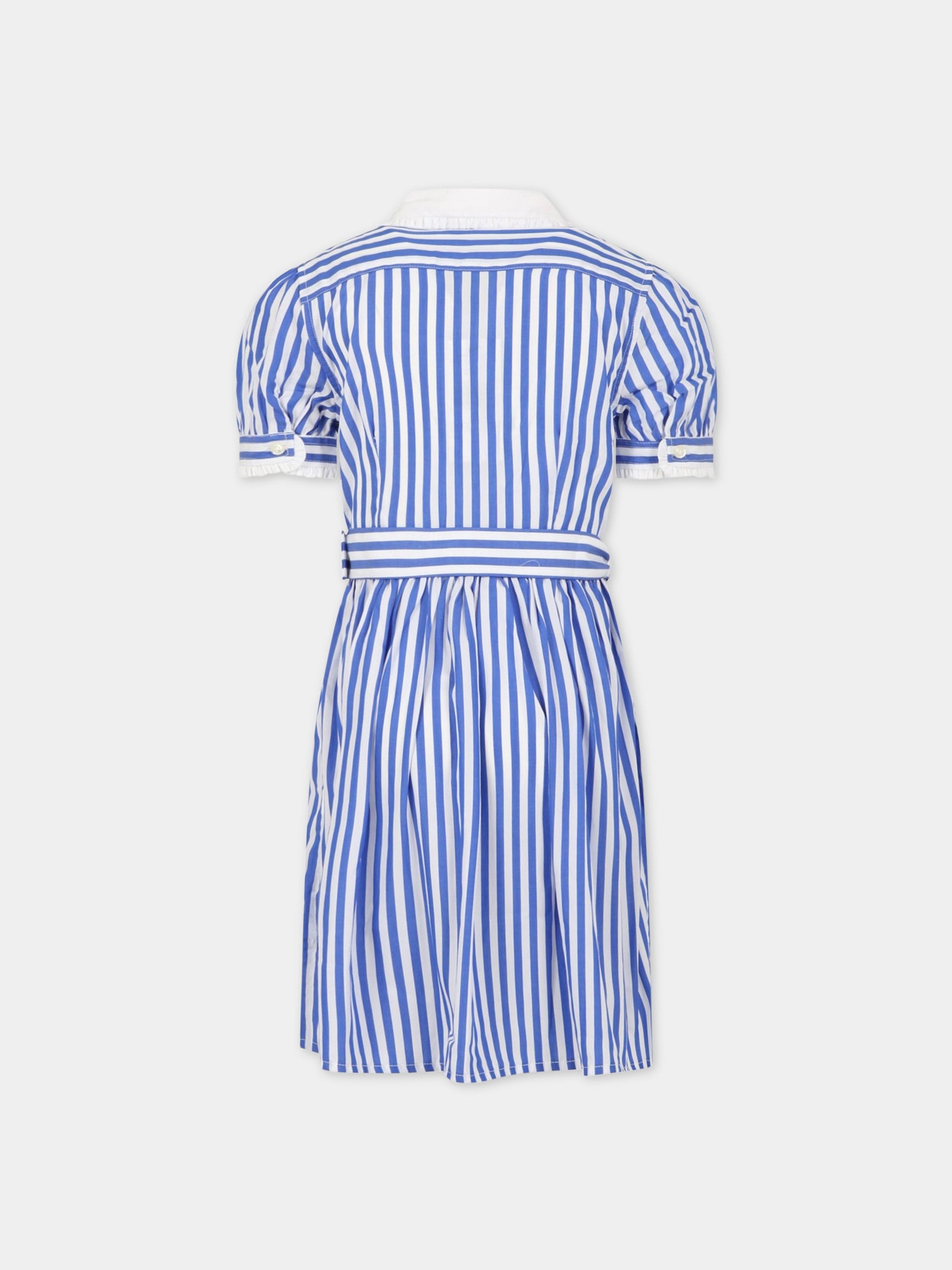 Vestito multicolor per bambina con cavallino blu,Ralph Lauren Kids,901576002 105B