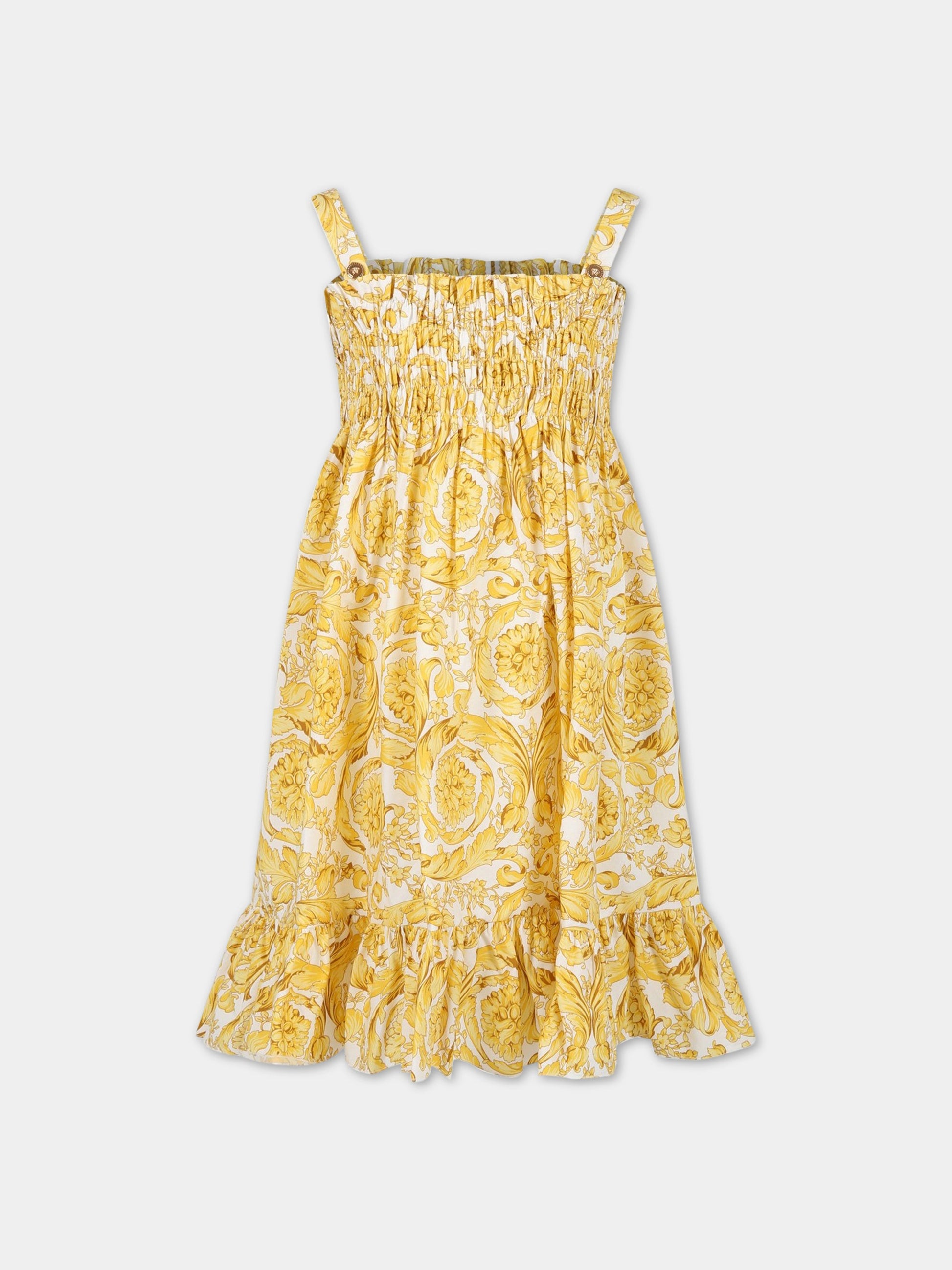 Vestito bianco per bambina con pattern Barocco,Versace,1000186 1A02460 5W050