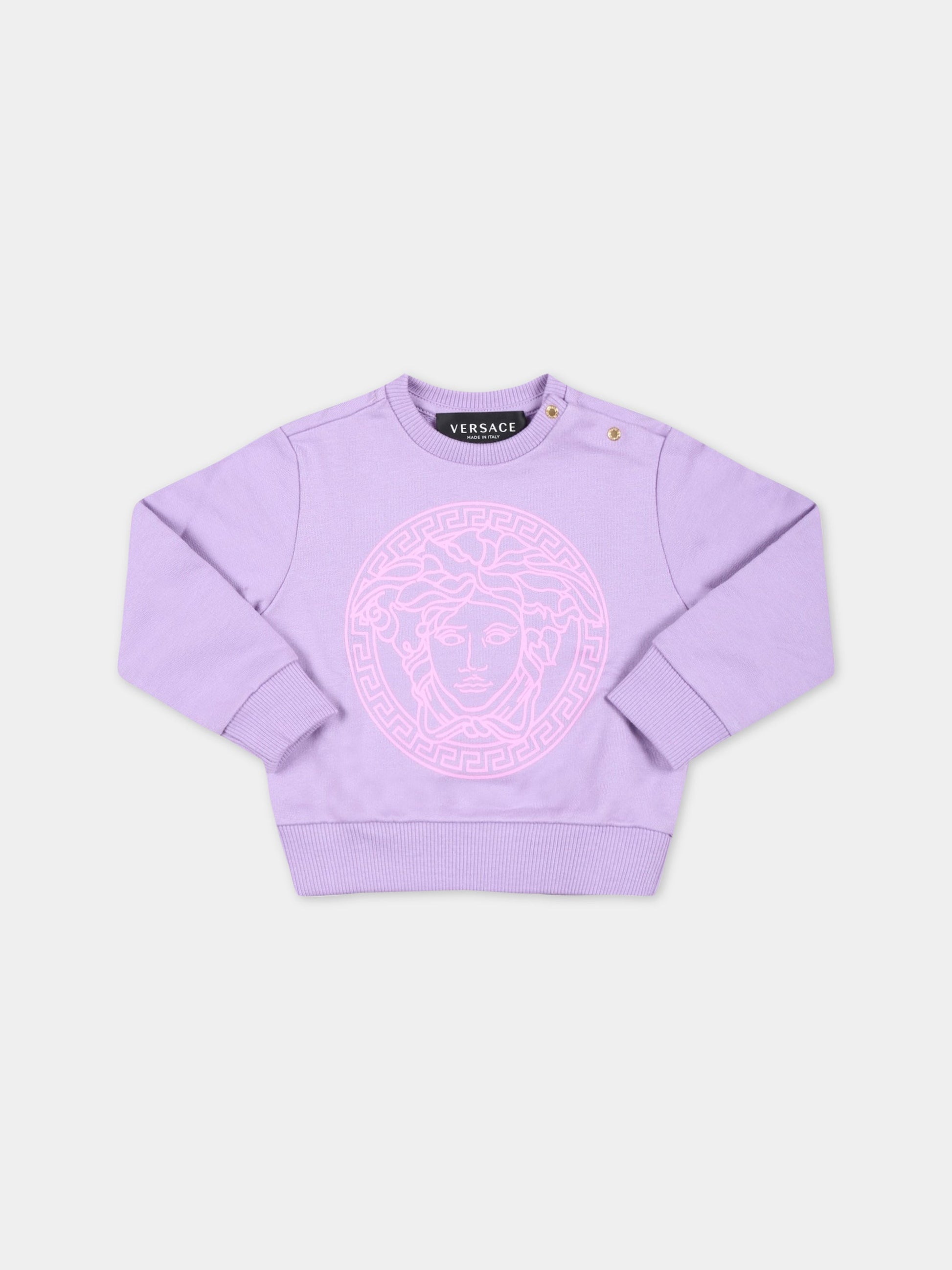 Felpa viola per neonata con Medusa fucsia,Versace,1000174 1A04801 2L750