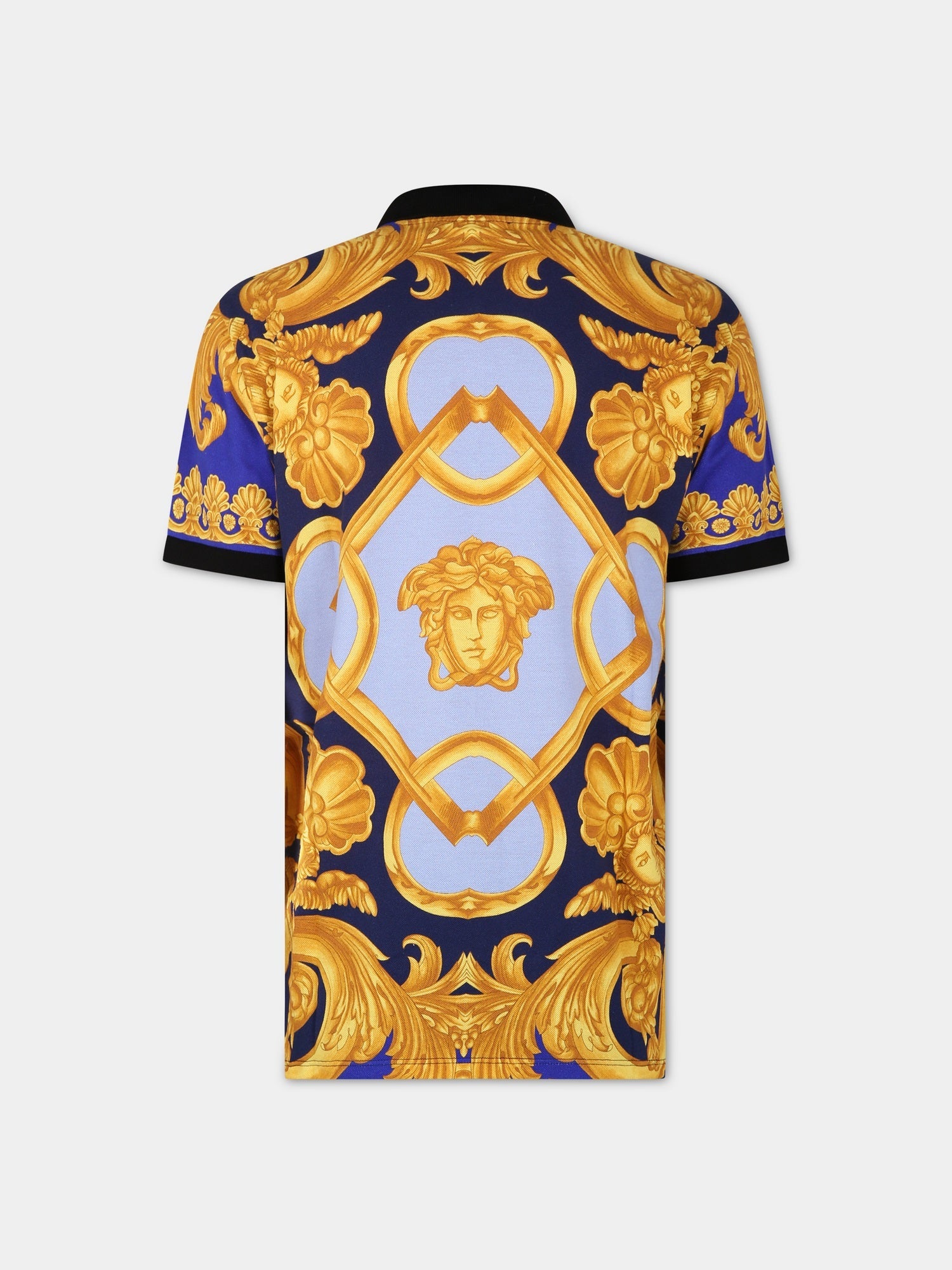 Polo multicolor per bambino con stampa barocco,Versace,1000126 1A06506 5U670