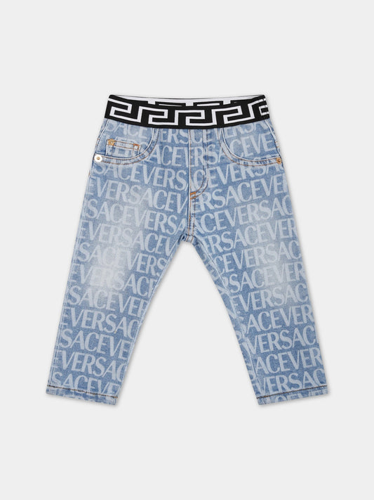 Jeans celesti per neonato con logo,Versace,1006755 1A06573 1D450