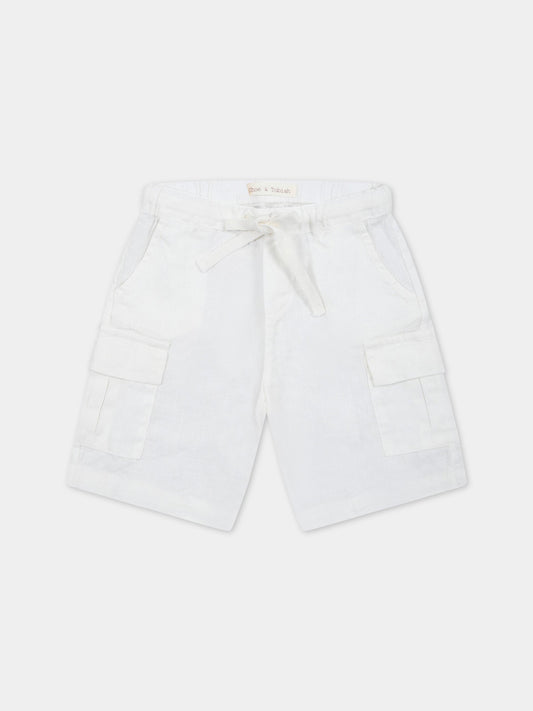 Bermuda avorio per neonato in lino,Zhoe & Tobiah,LIN4 1