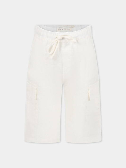 Bermuda avorio per bambino in lino,Zhoe & Tobiah,LIN4 1