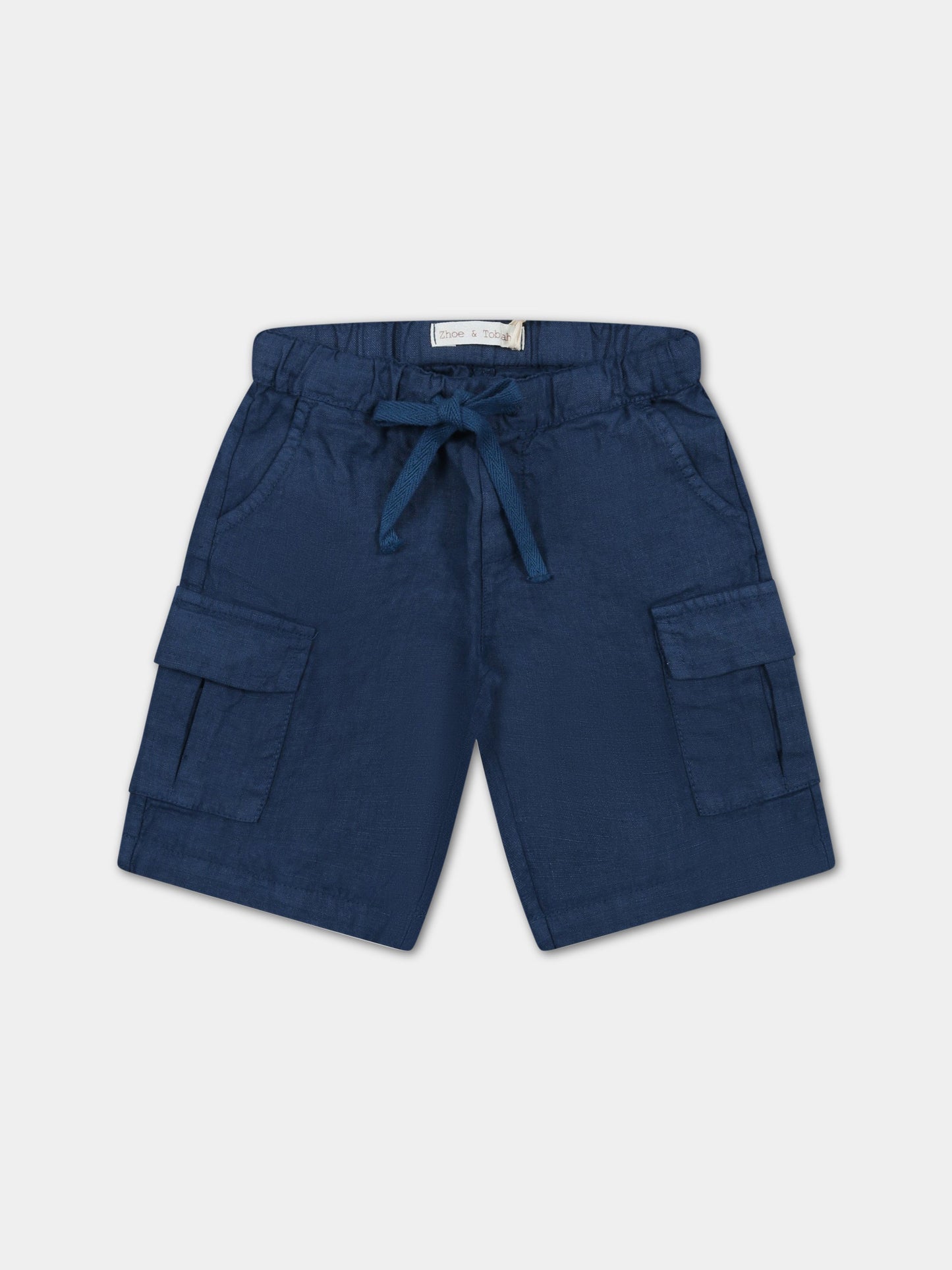 Bermuda blu per neonato in lino,Zhoe & Tobiah,LIN4 11