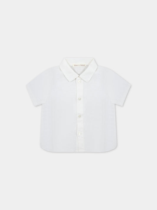 Camicia avorio per neonato in lino,Zhoe & Tobiah,LIN8 1