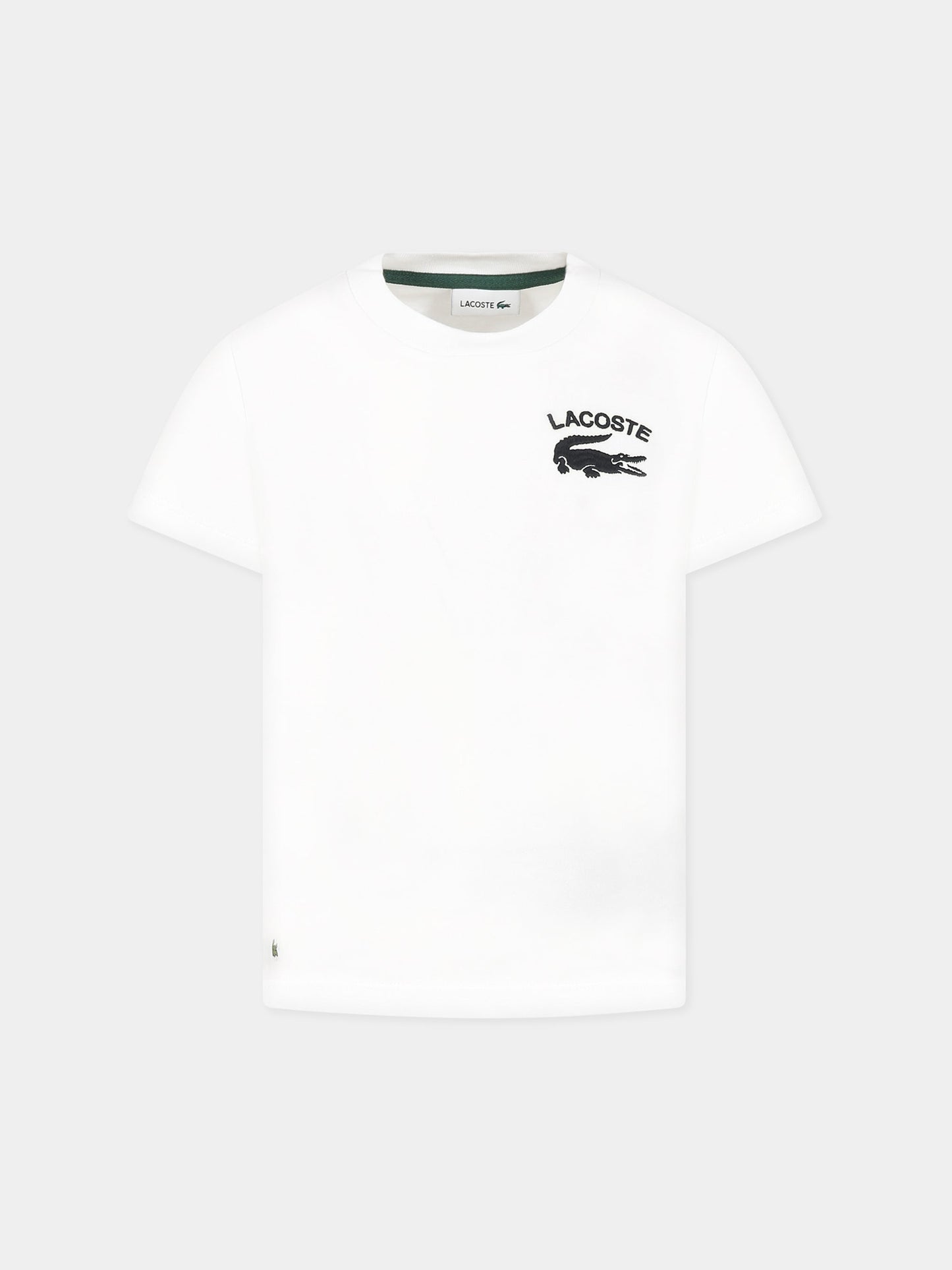 T-shirt bianca per bambino con iconico coccodrillo,Lacoste,TJ0641 001