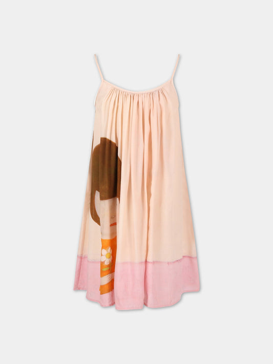 Vestito rosa per bambina con stampa,Stella Mccartney Kids,TS1H02 Z1445 454MC