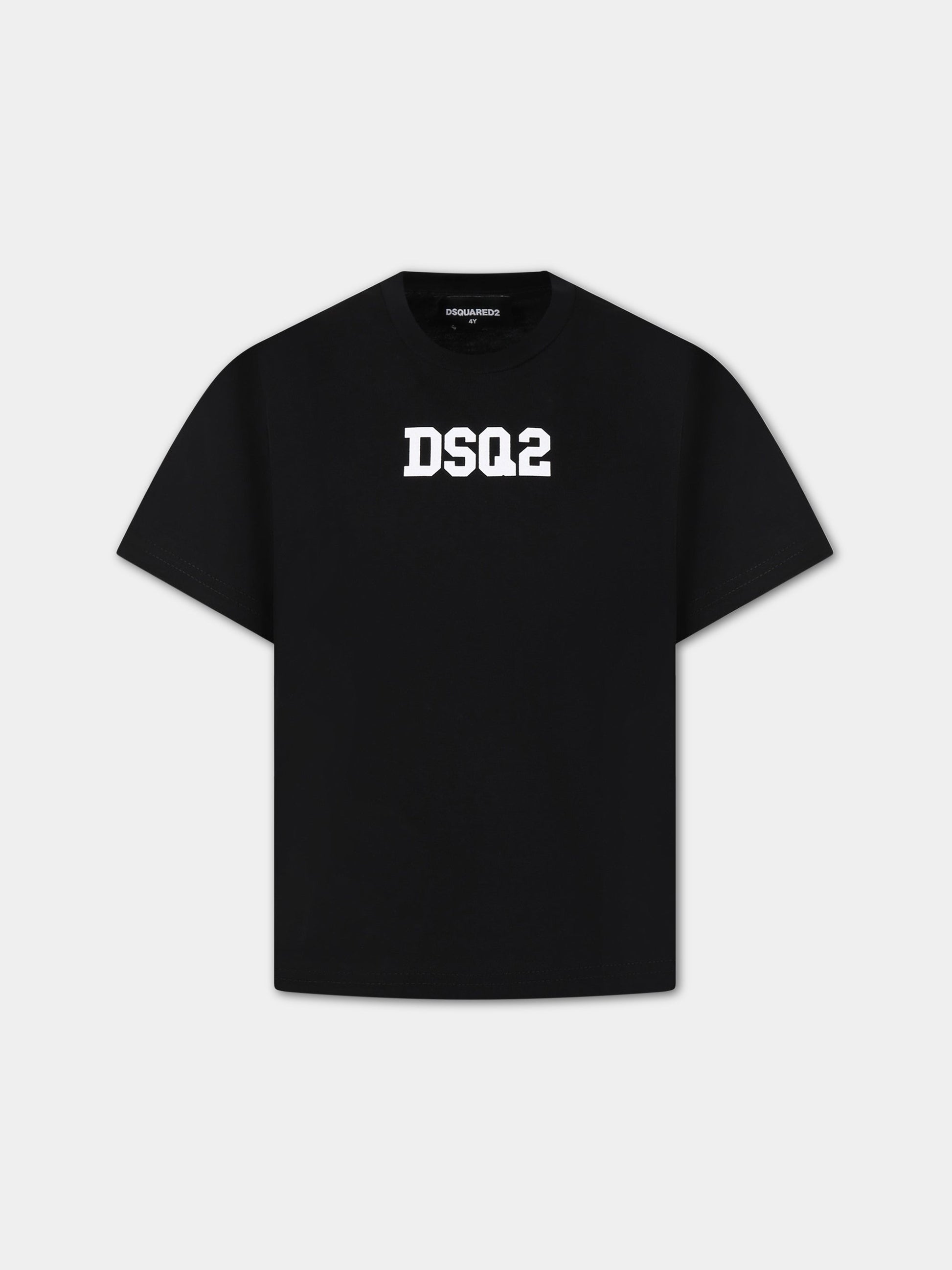 T-shirt nera per bambino con logo,Dsquared2,DQ1622 D004G DQ900