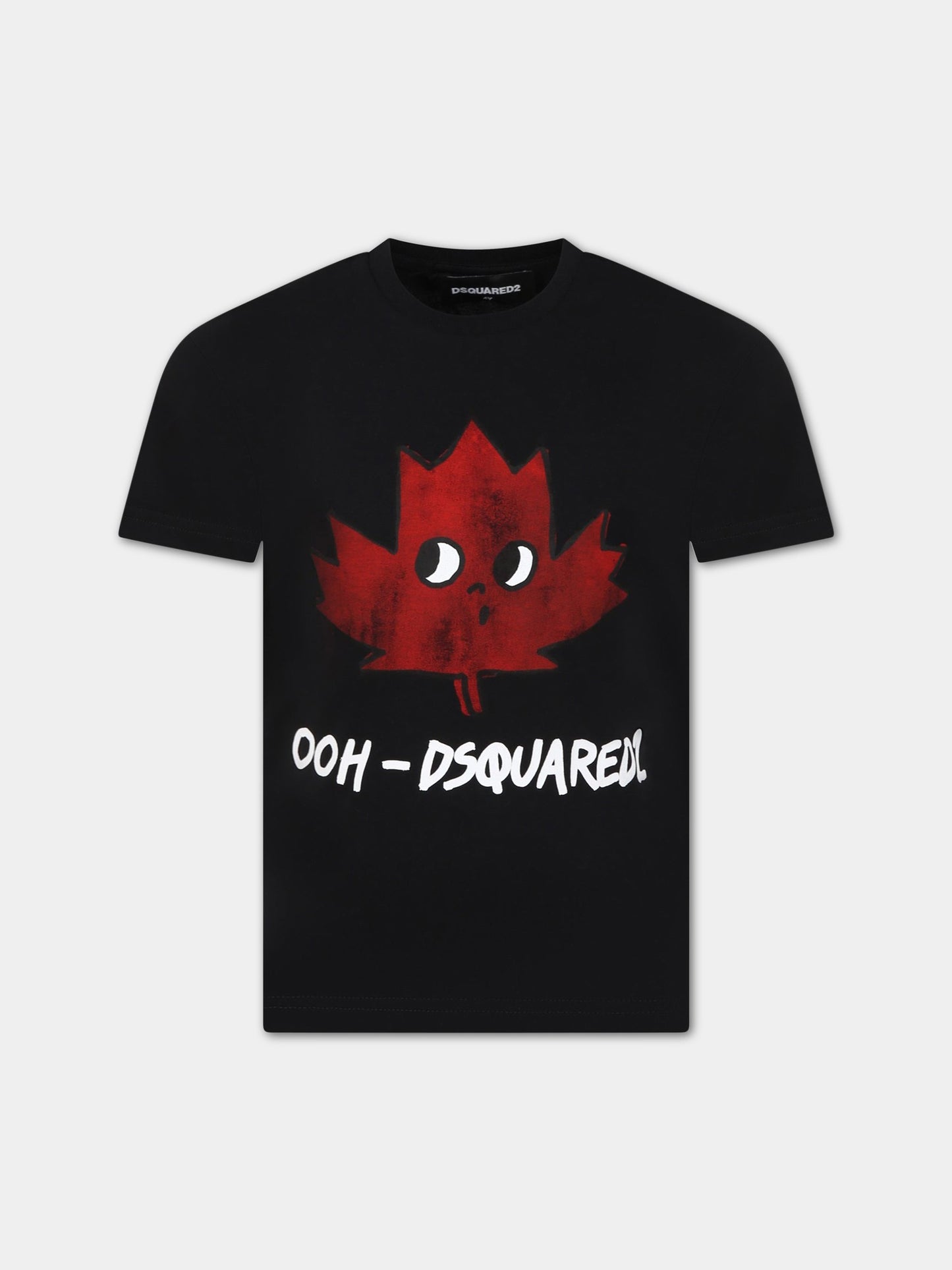 T-shirt nera per bambino con logo e stampa,Dsquared2,DQ1625 D004G DQ900