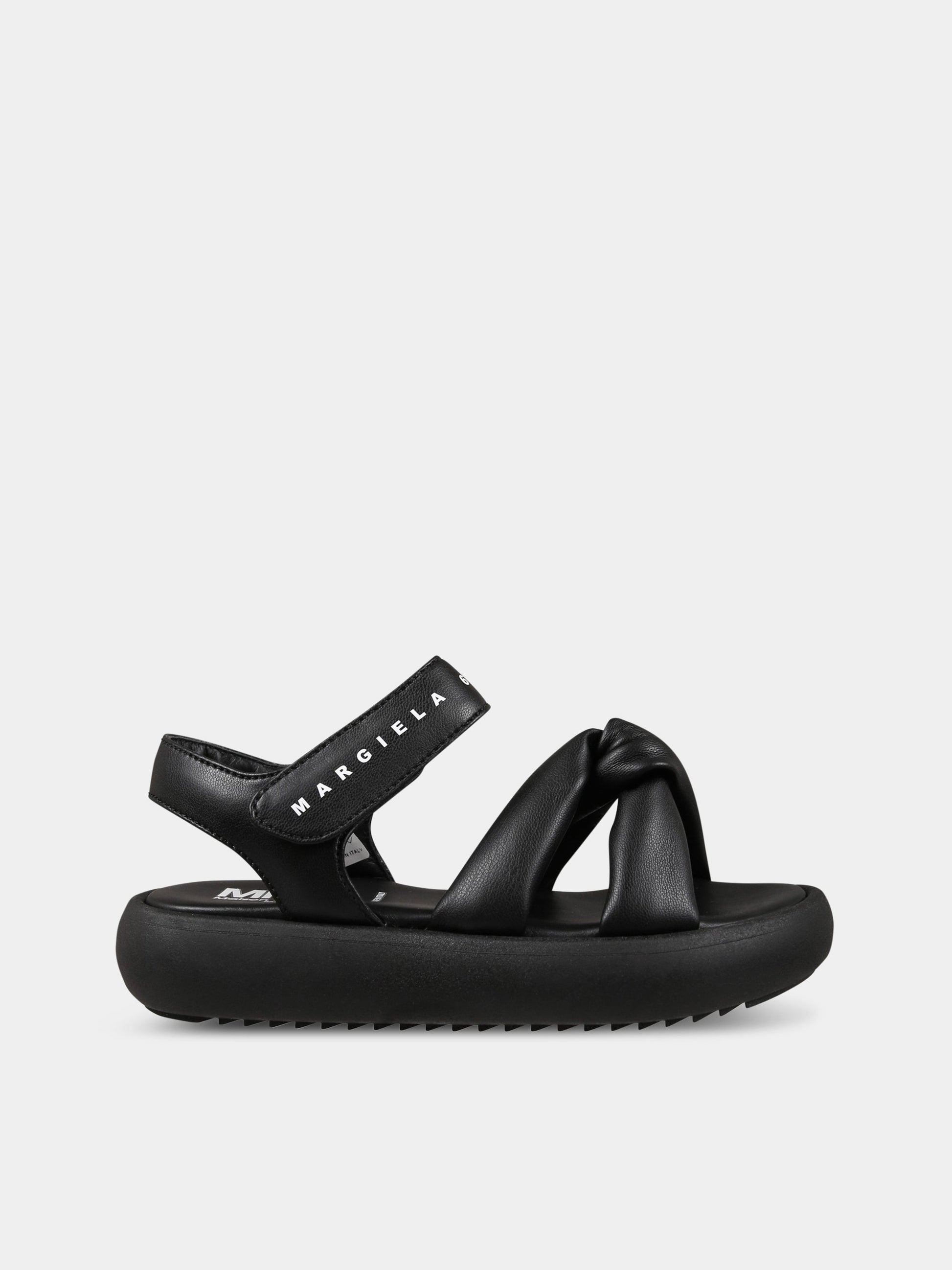 Sandali neri per bambina con logo,Mm6 Maison Margiela,73381 1