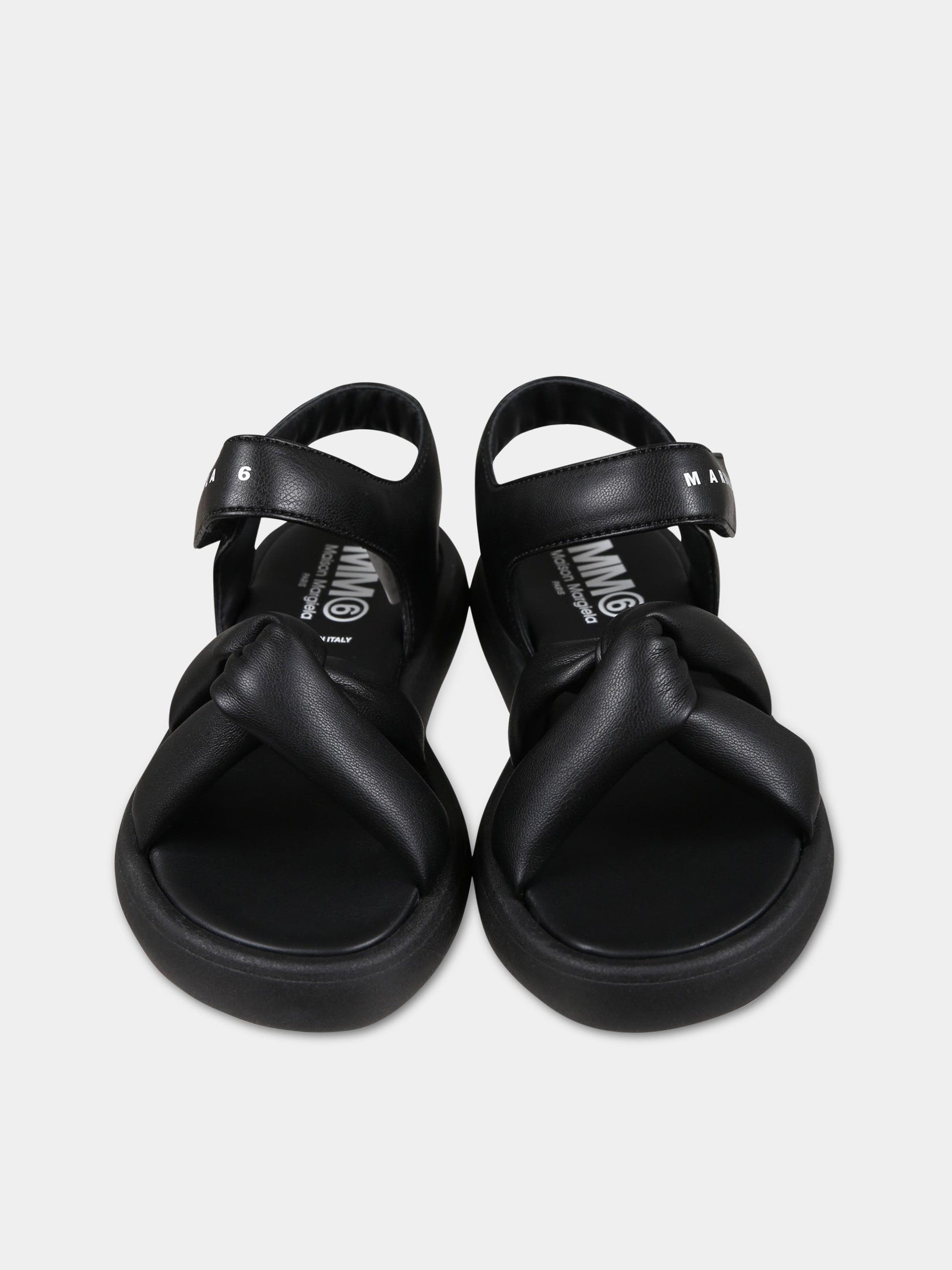 Sandali neri per bambina con logo,Mm6 Maison Margiela,73381 1