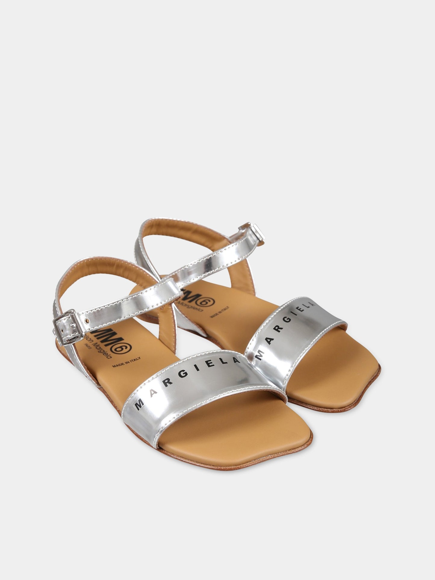 Sandali argento per bambina con logo,Mm6 Maison Margiela,73390 1