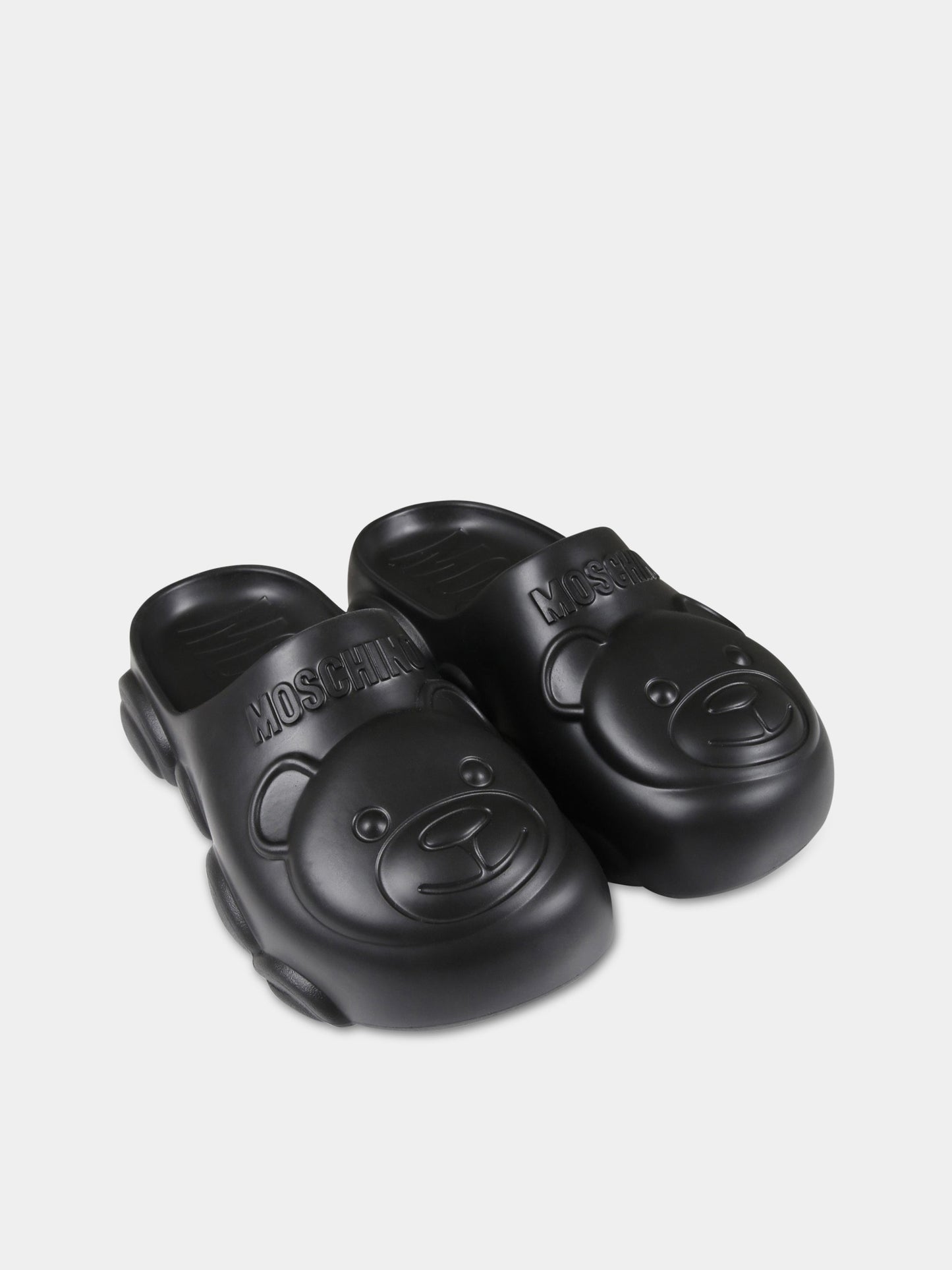 Sandali neri per bambini con logo e Teddy Bear,Moschino Kids,74496 1