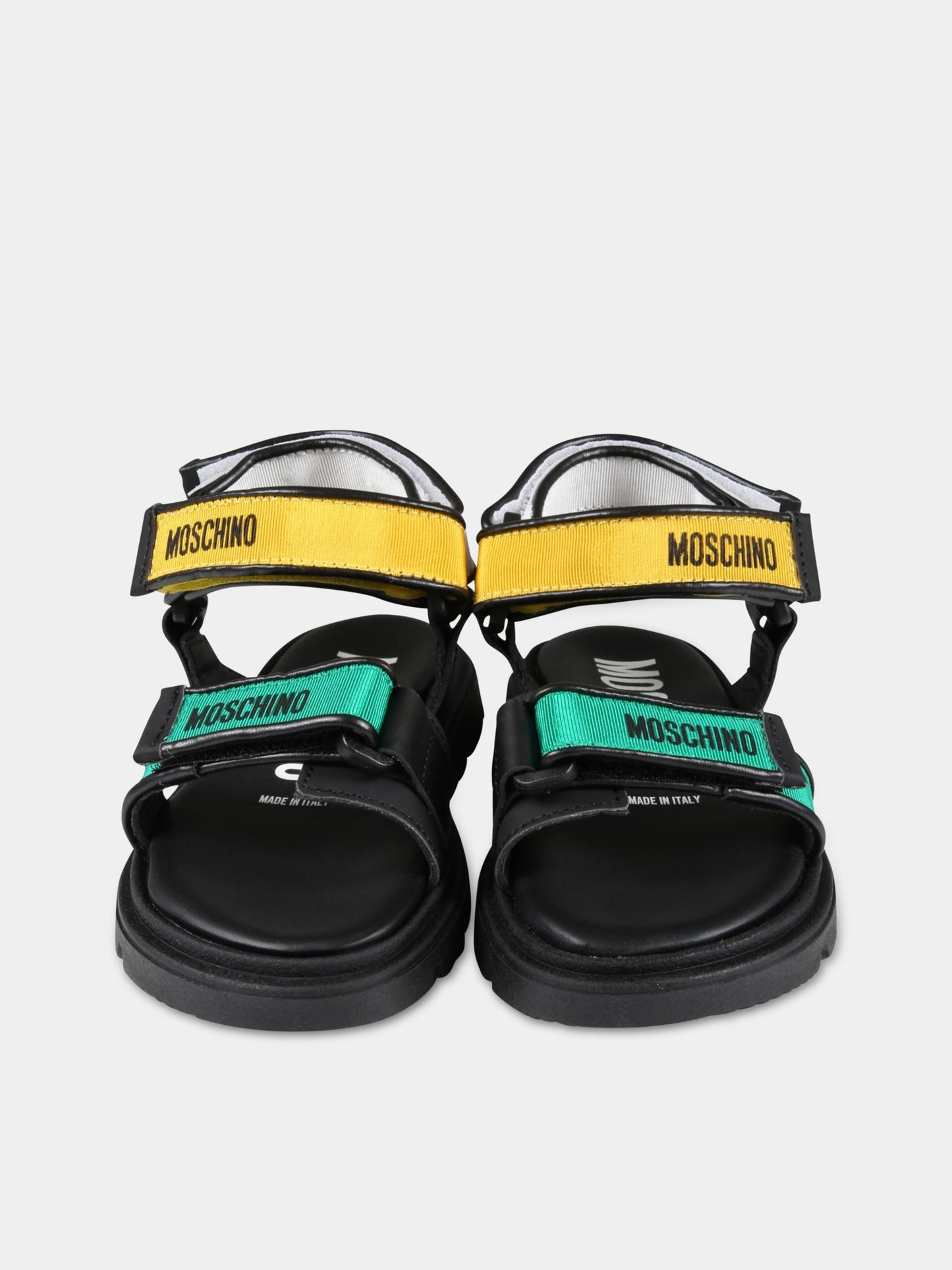 Sandali neri per bambino con logo,Moschino Kids,74303 1