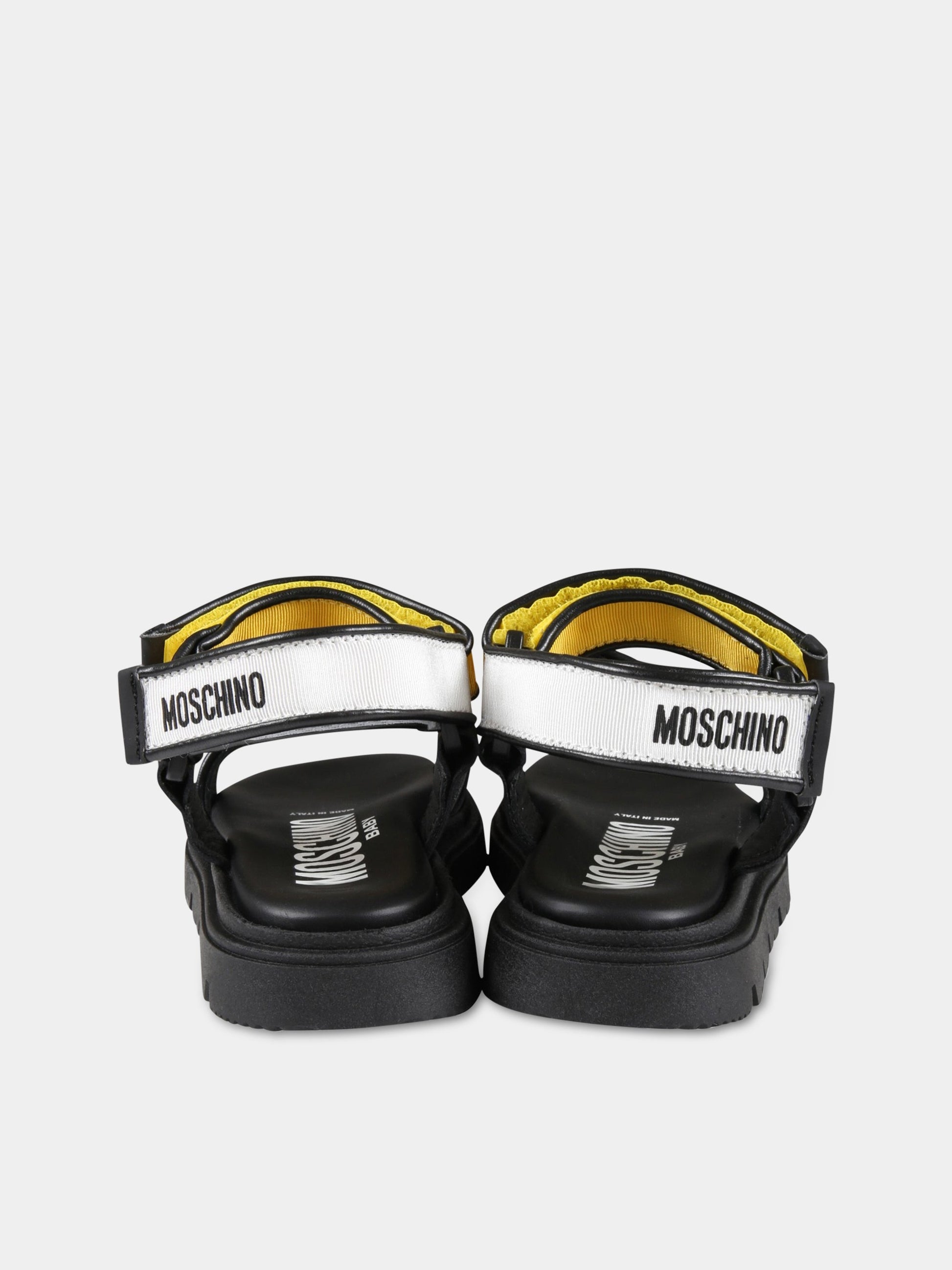 Sandali neri per bambino con logo,Moschino Kids,74303 1