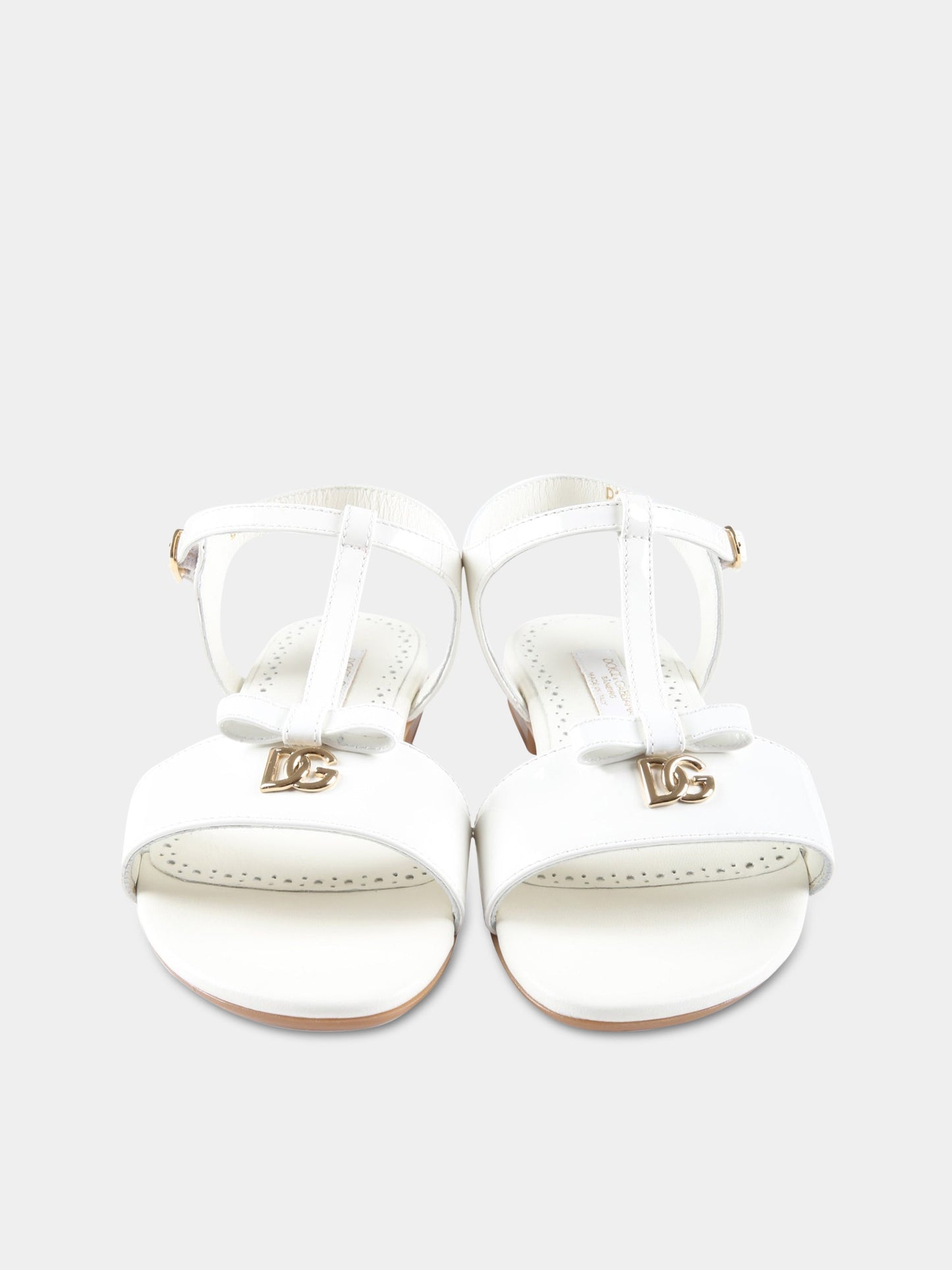 Sandali bianchi per bambina con logo,Dolce & Gabbana Kids,D11155 A1328 87682