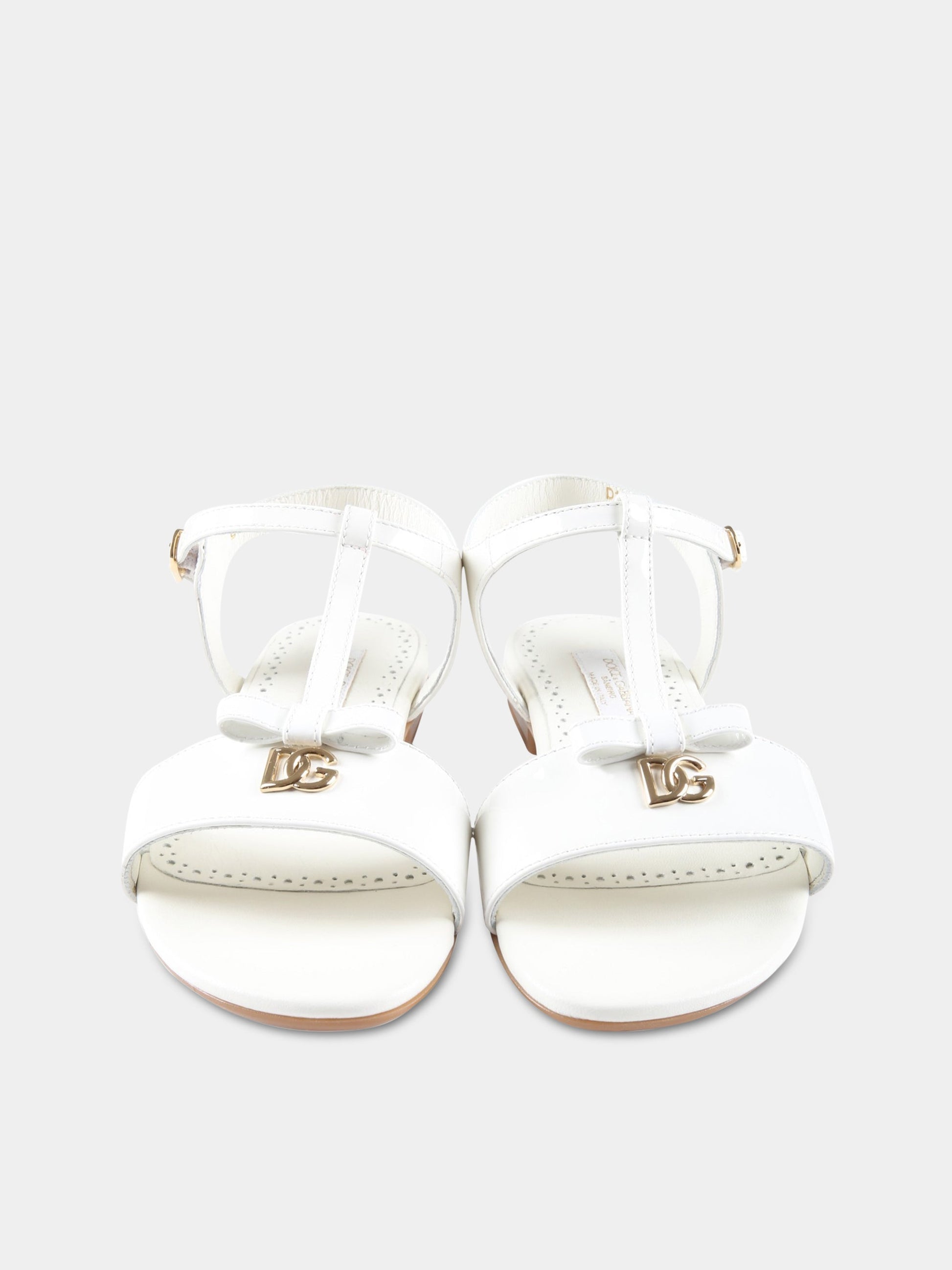 Sandali bianchi per bambina con logo,Dolce & Gabbana Kids,D11155 A1328 87682