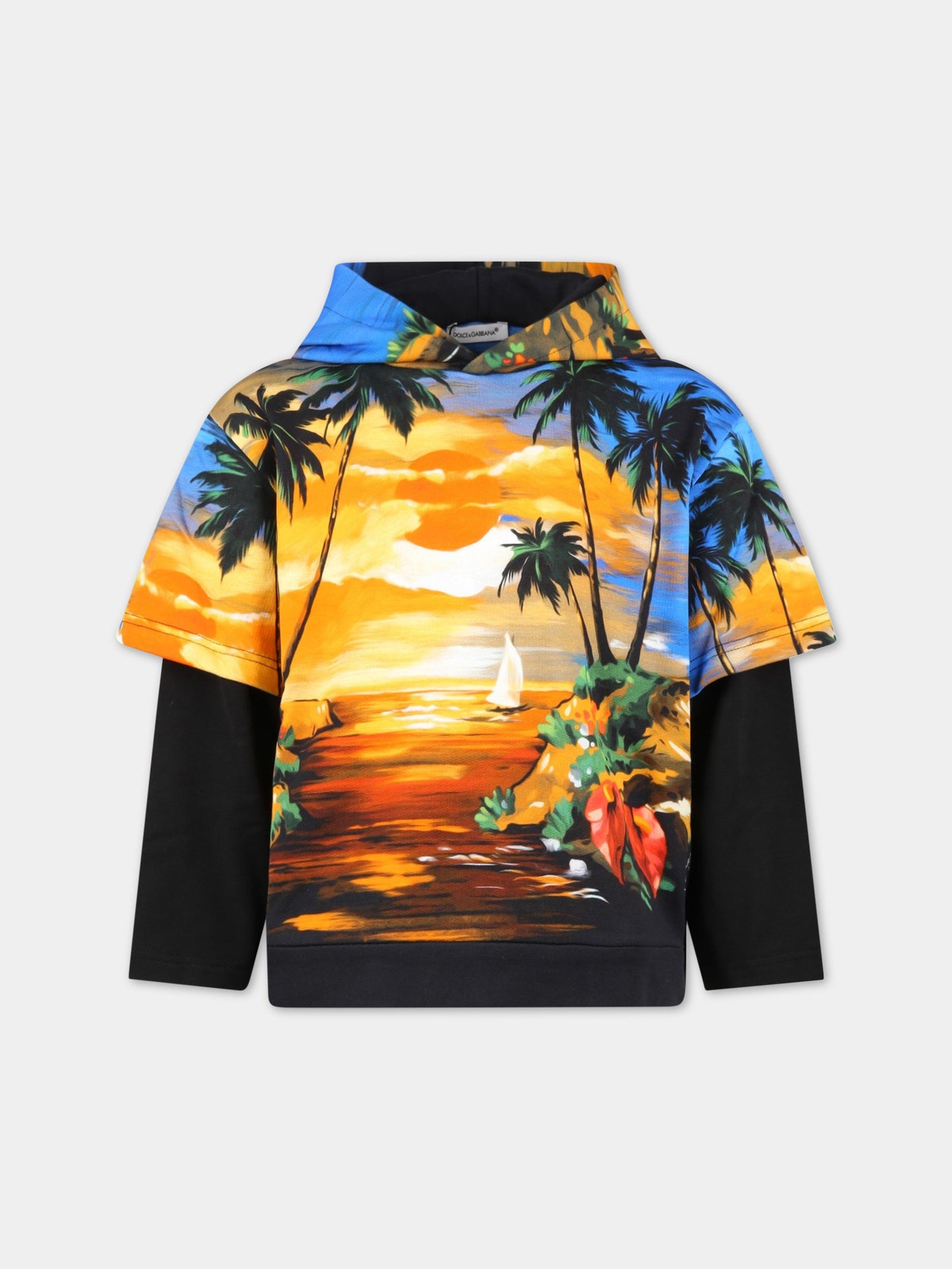 Felpa multicolor per bambino con logo bianco,Dolce & Gabbana Kids,L4JWGM G7H0P HH4JK