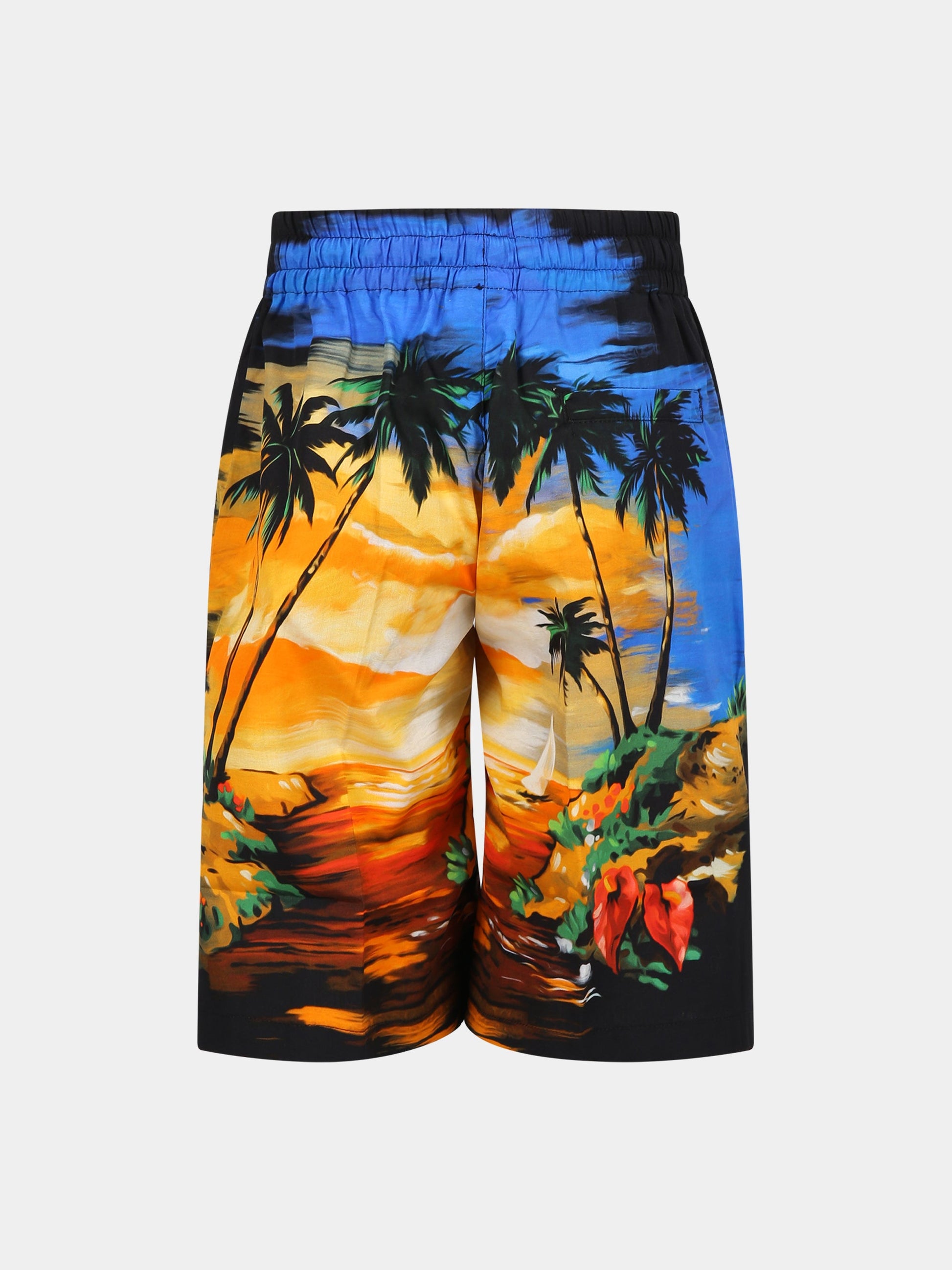 Shorts multicolor per bambino con stampa e logo,Dolce & Gabbana Kids,L43Q08 G7H0O HH4JK