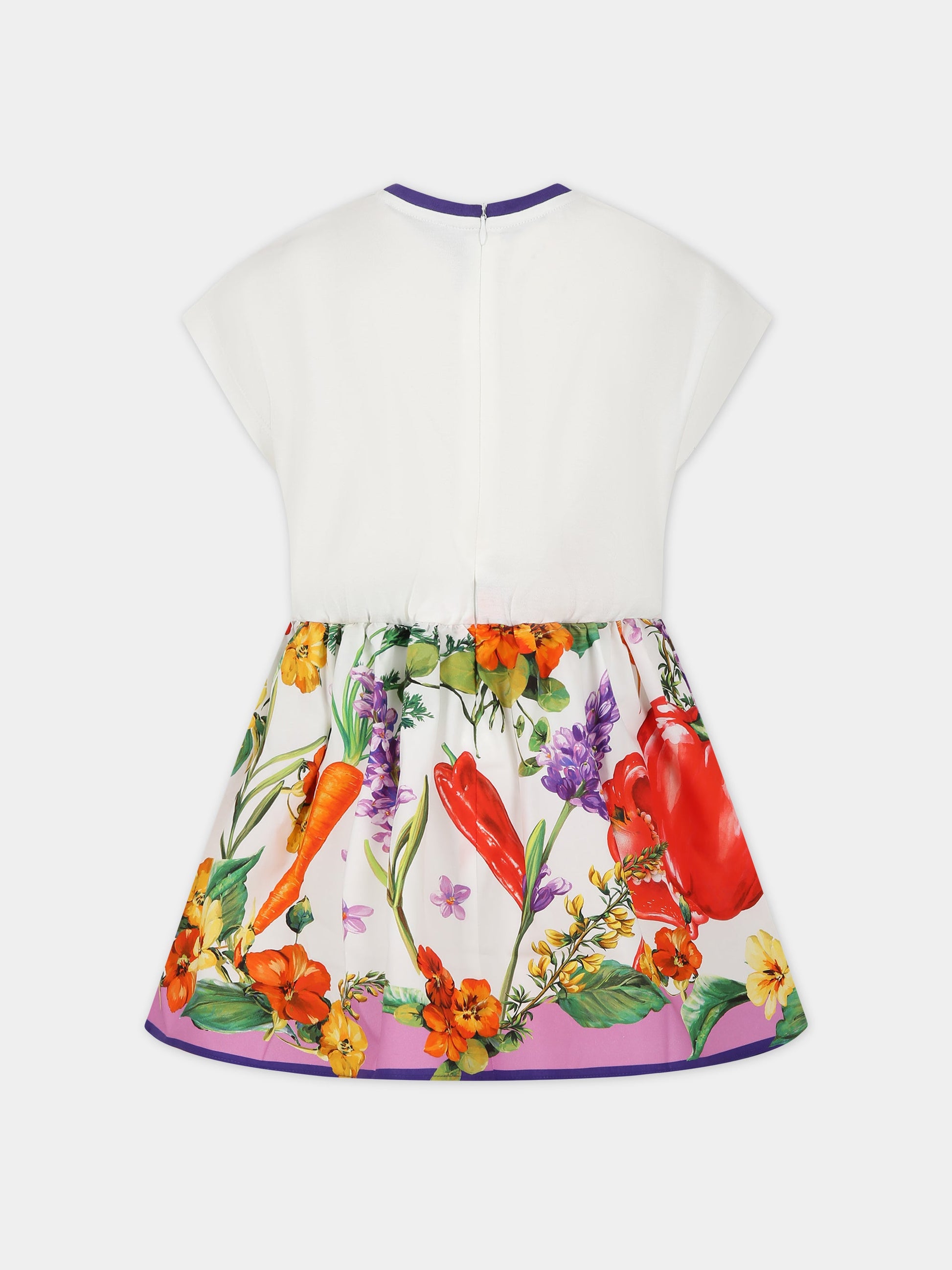 Vestito multicolor per bambina con stampa iconica,Dolce & Gabbana Kids,L5JD6H G7I1A HA4NK