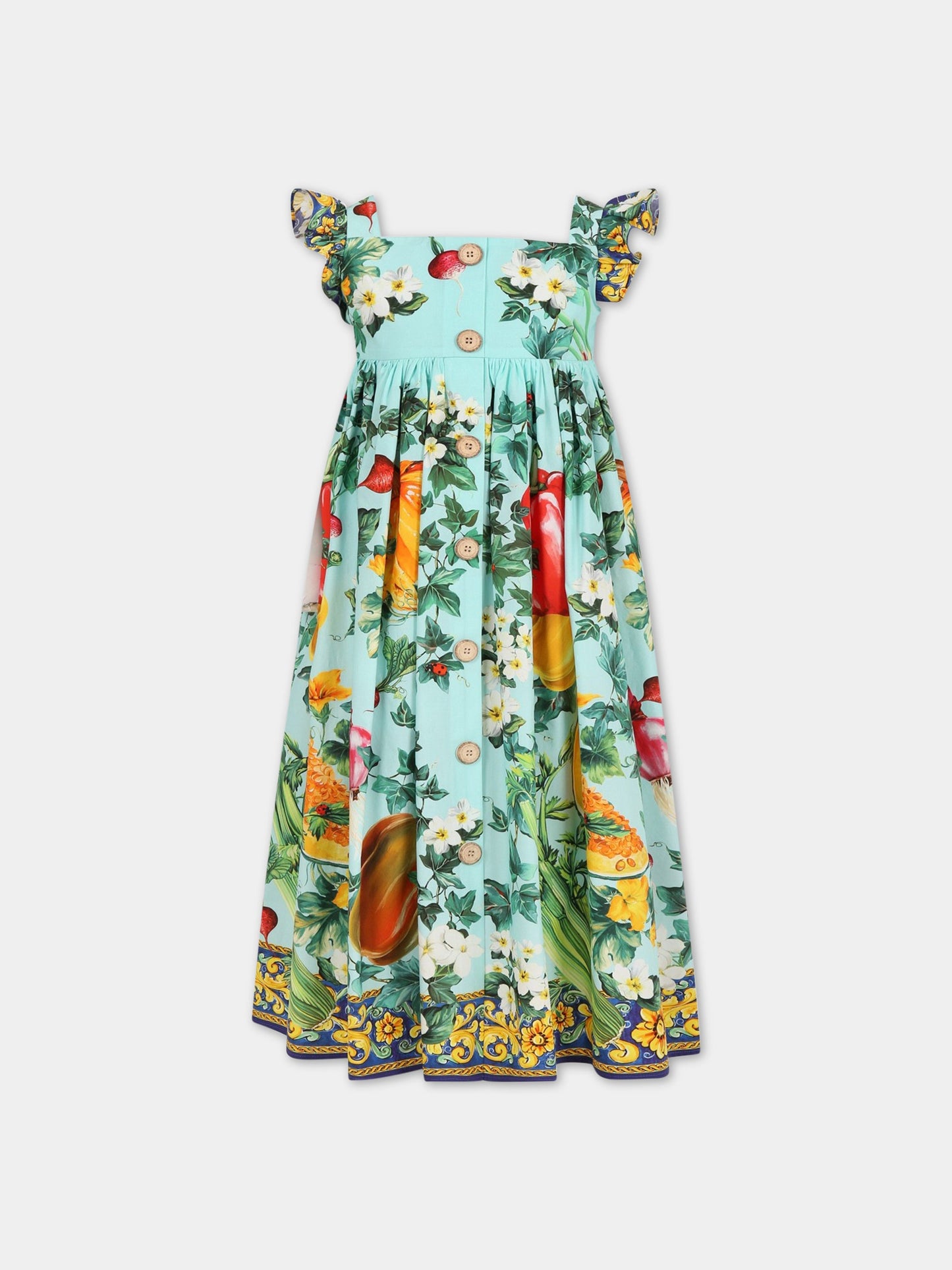 Vestito multicolor per bambina con iconica stampa e logo,Dolce & Gabbana Kids,L53DK9 G7I1C HC4NJ