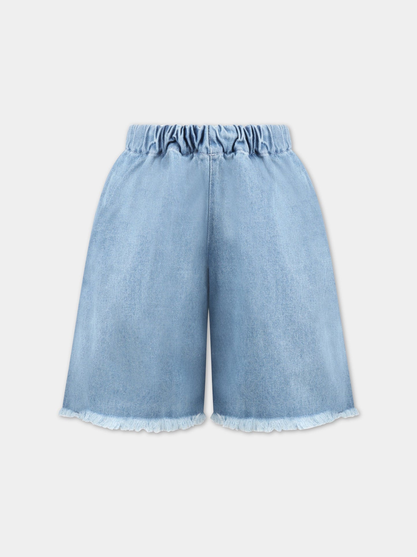 Shorts celesti per bambina con patch logato,Marques Almeida,SS23CORETR0171DNM BABY BLUE
