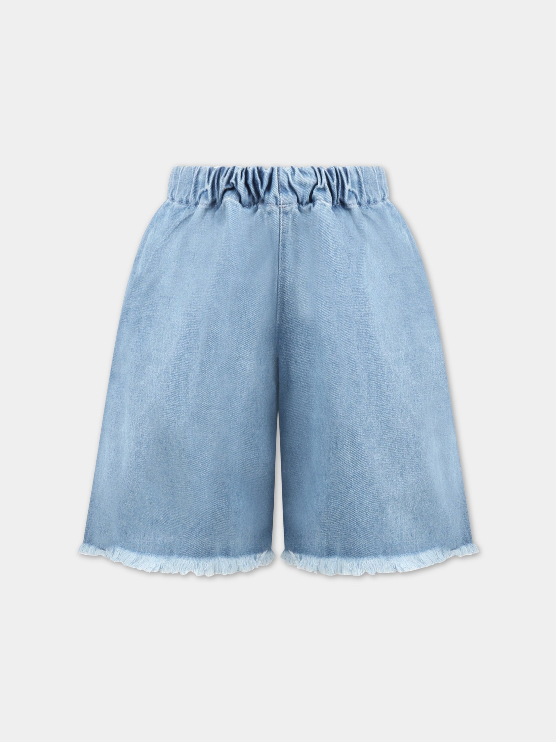 Shorts celesti per bambina con patch logato,Marques Almeida,SS23CORETR0171DNM BABY BLUE