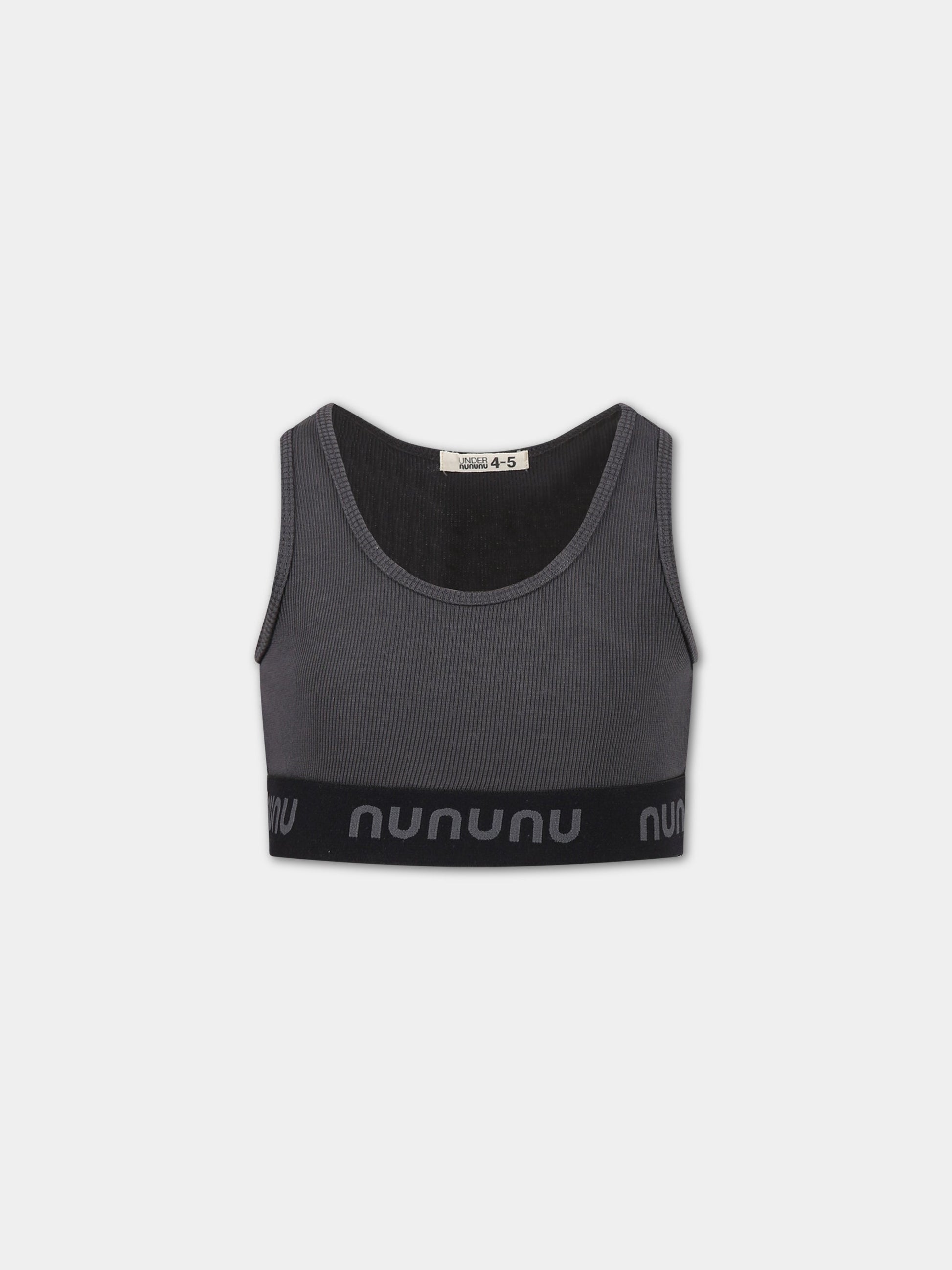 Top grigio per bambina con logo,Nununu,NUUN05