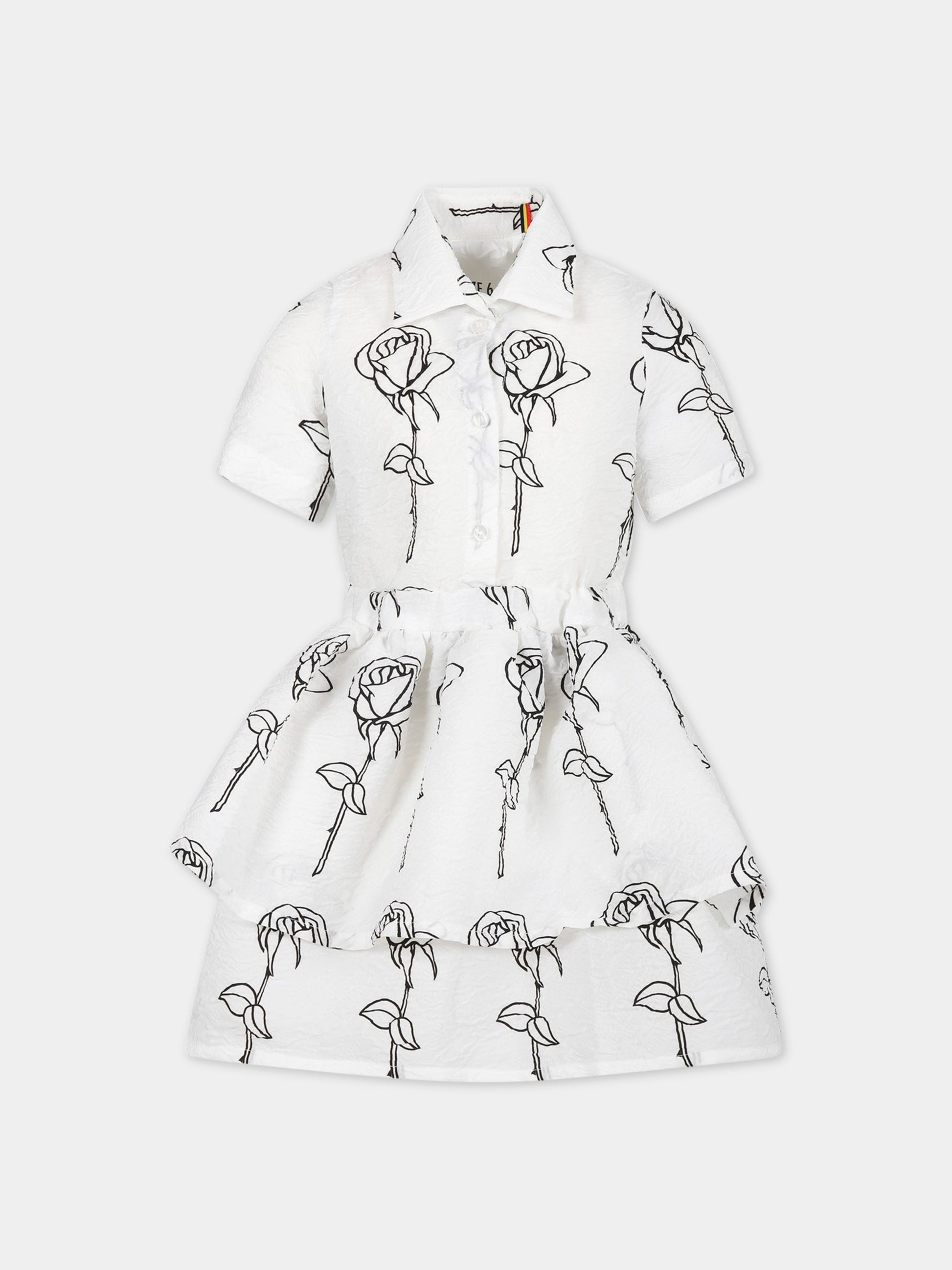 Vestito bianco per bambina con stampa,Caroline Bosmans,SS23 4000 36B 0010A