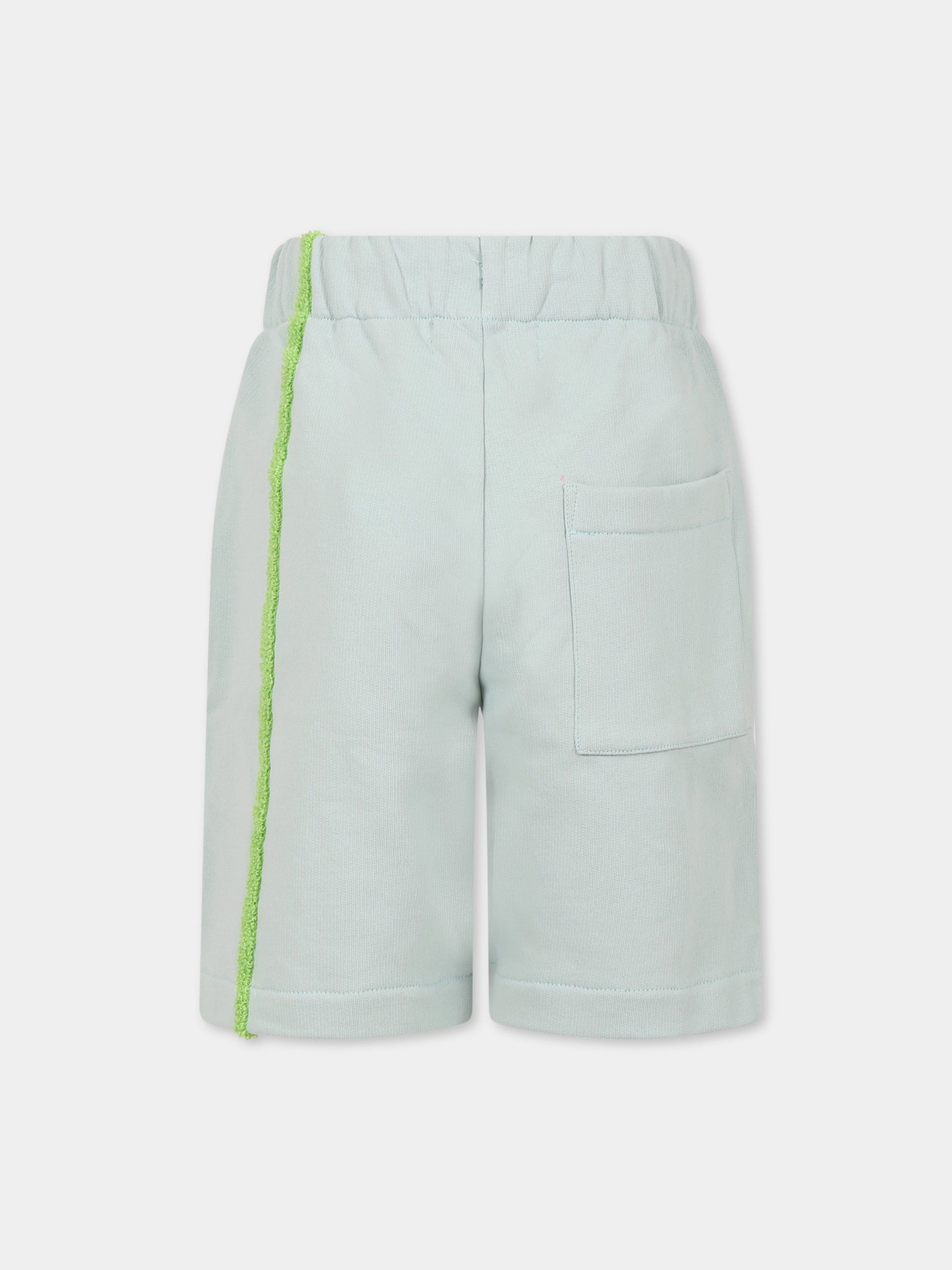 Shorts celeste per bambini con dettaglio verde,Raquette,BAT 005A 67