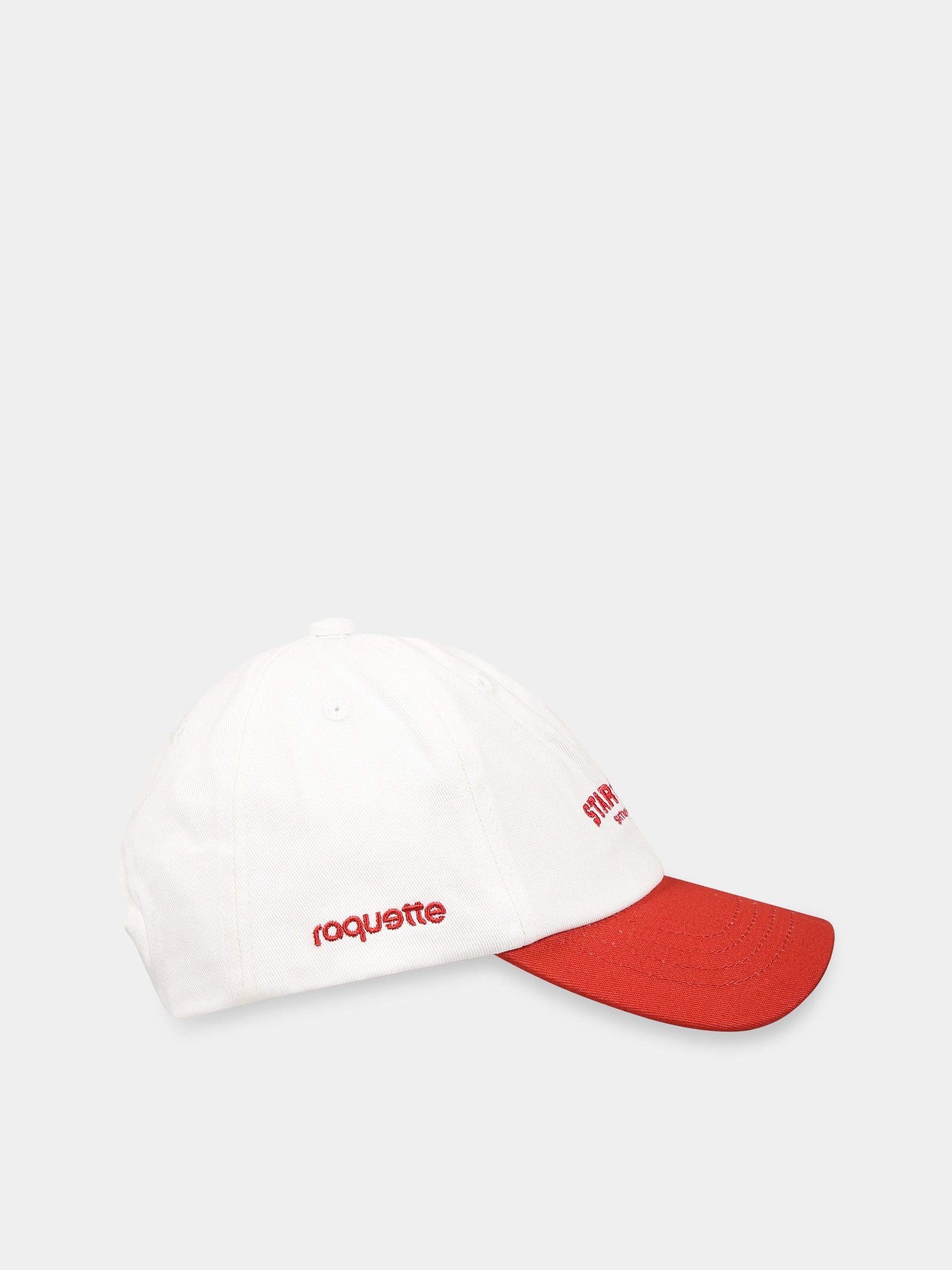 Cappello bianco per bambini con scritta  Star camp  e logo rosso,Raquette,TCAP 001 81