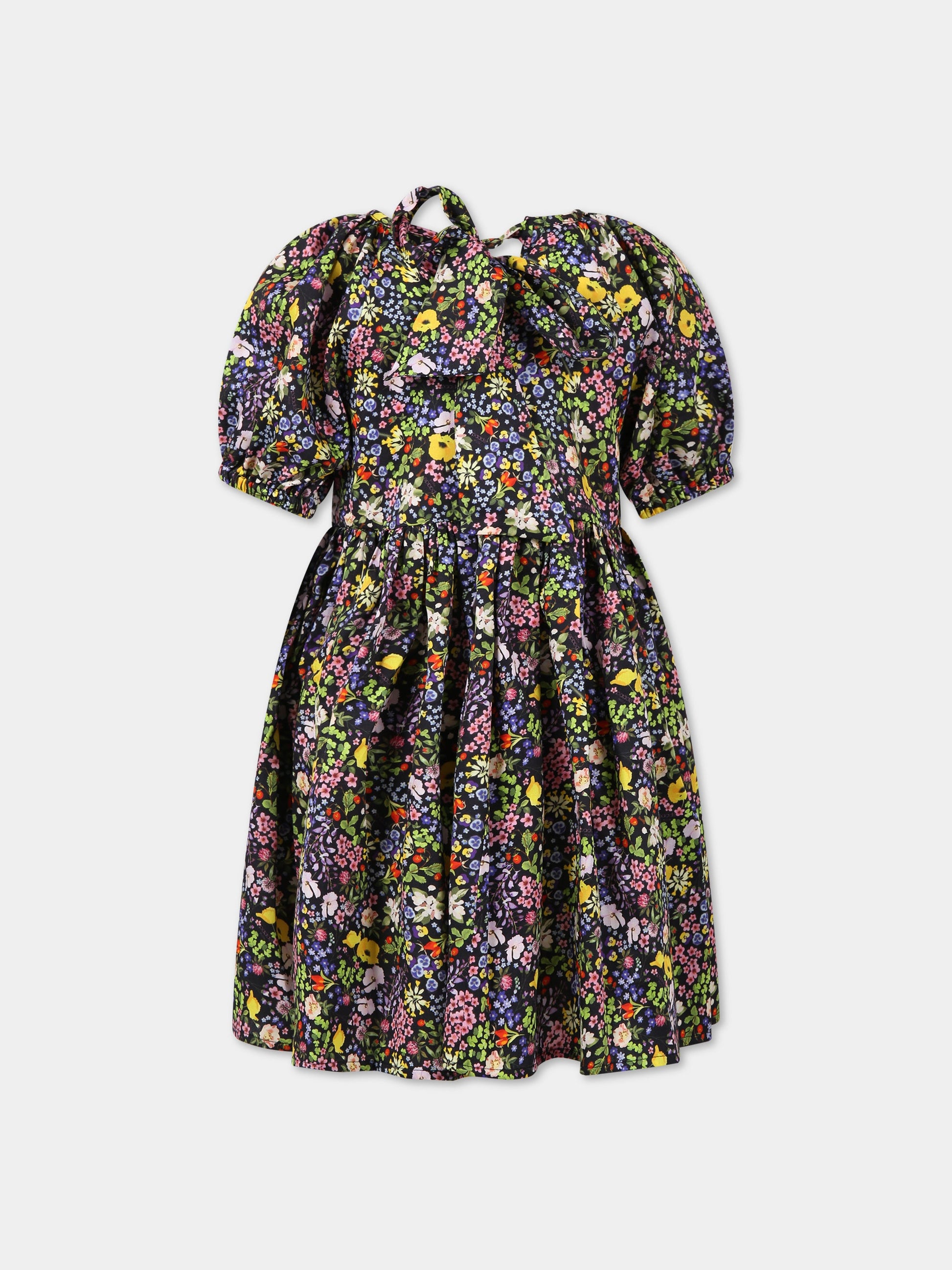 Vestito multicolor per bambina con stampa floreale e logo,Paade Mode,232500528