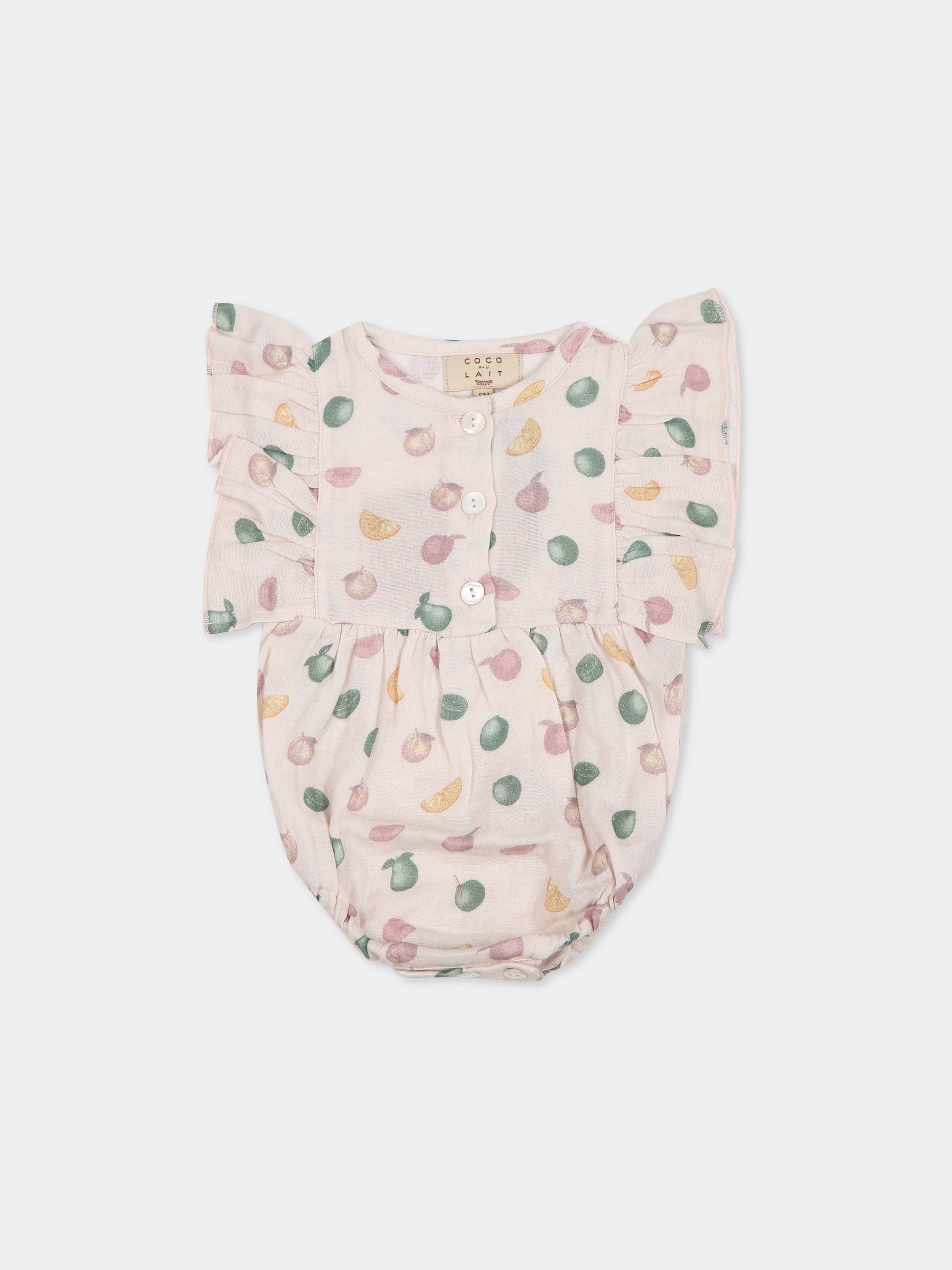 Pagliaccetto rosa per neonata con stampa frutta,Coco Au Lait,14COCO1034