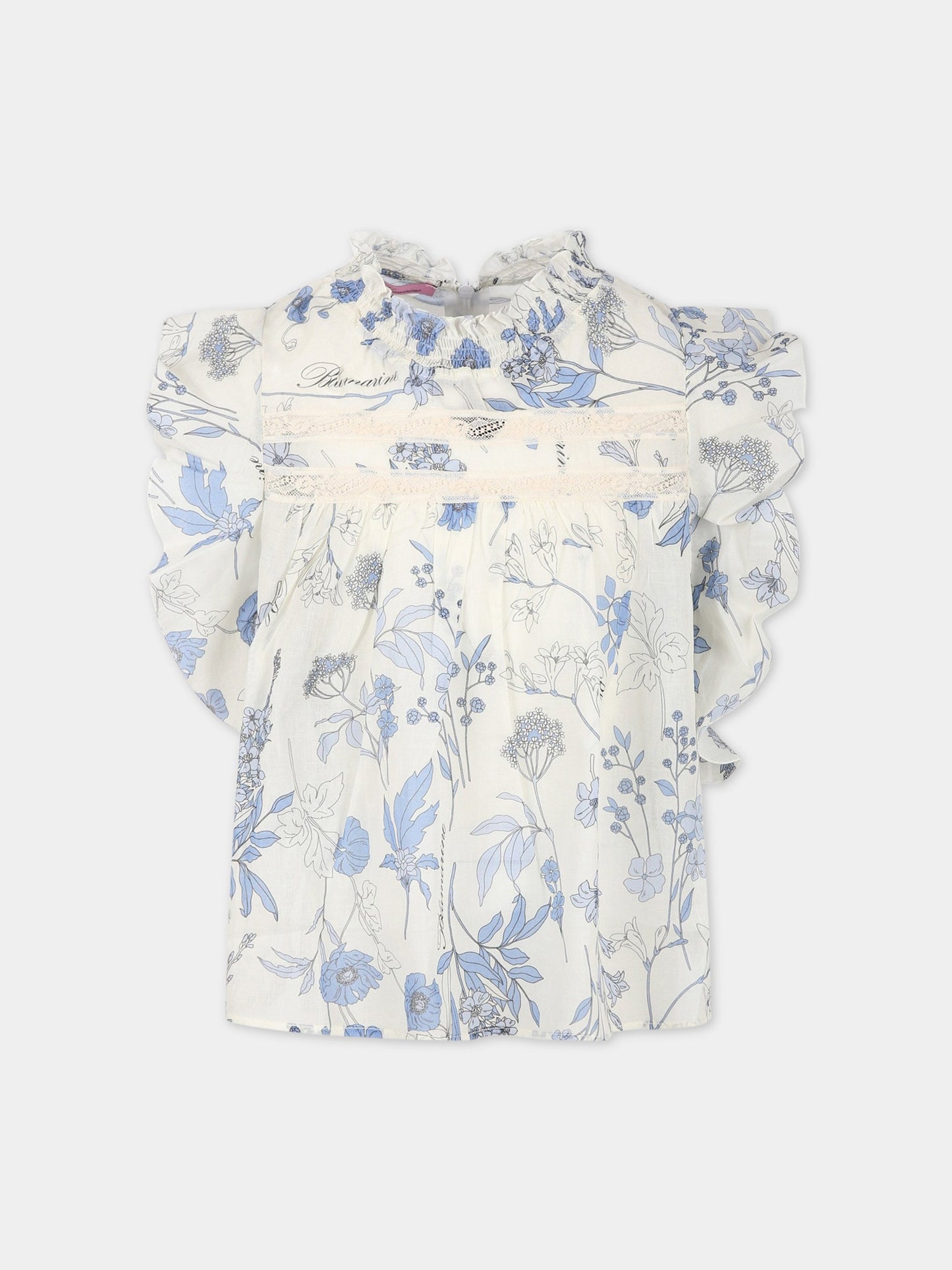 T-shirt bianca per bambina con logo,Blumarine Baby,IA3076T2523 Q9210