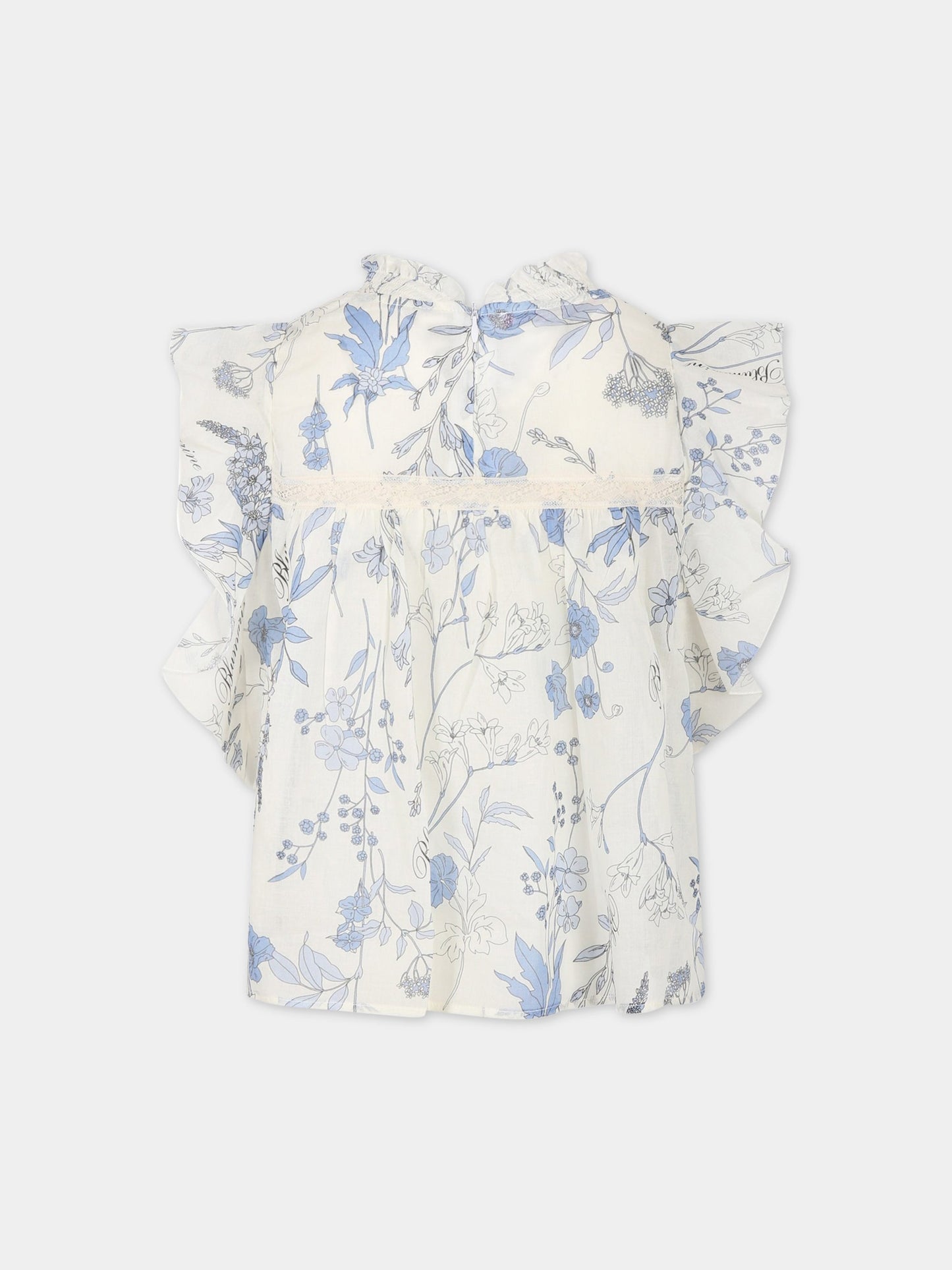 T-shirt bianca per bambina con logo,Blumarine Baby,IA3076T2523 Q9210