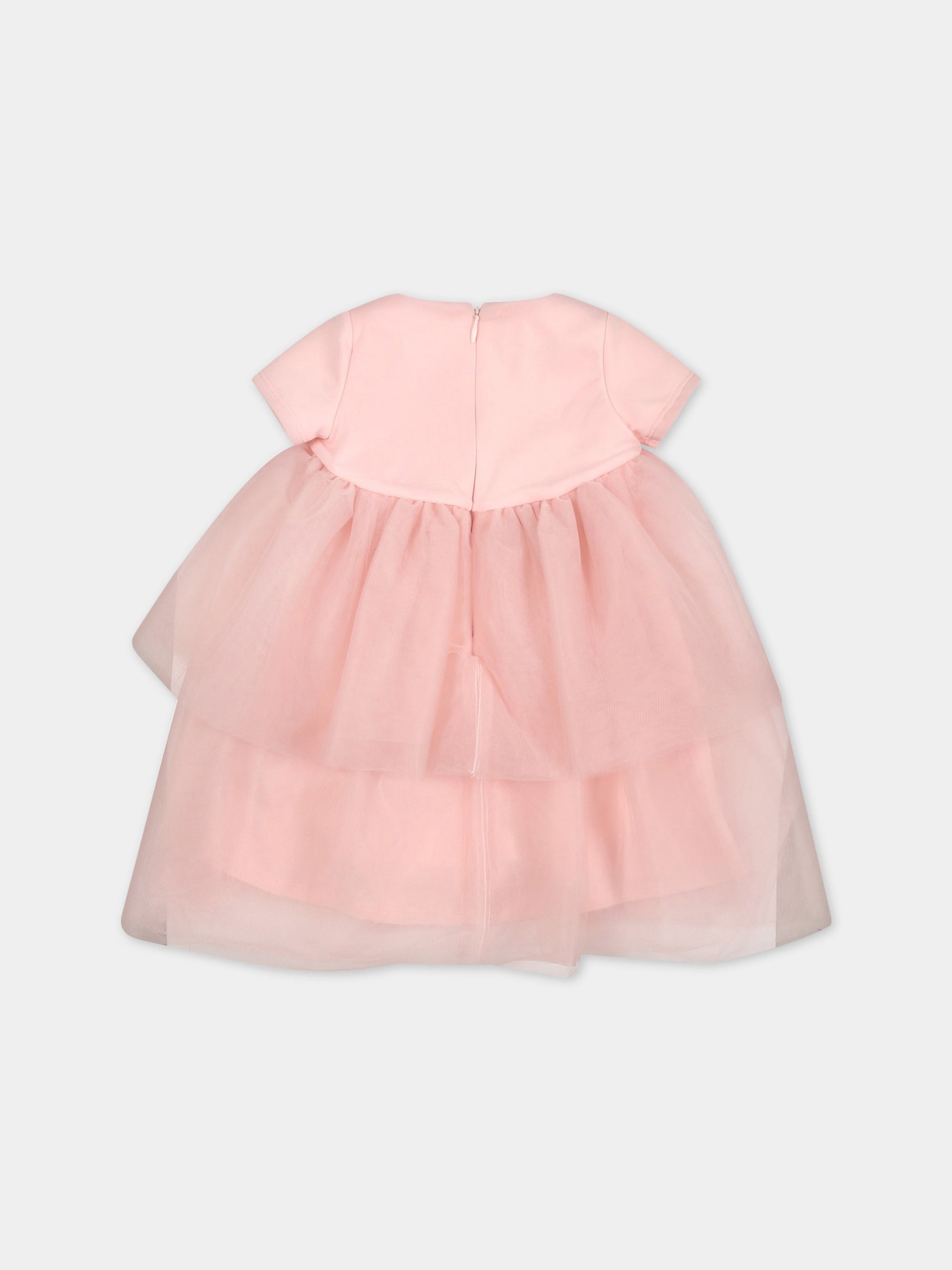 Vestito rosa per neonata con logo,Blumarine Baby,IA3117J6624 X0485