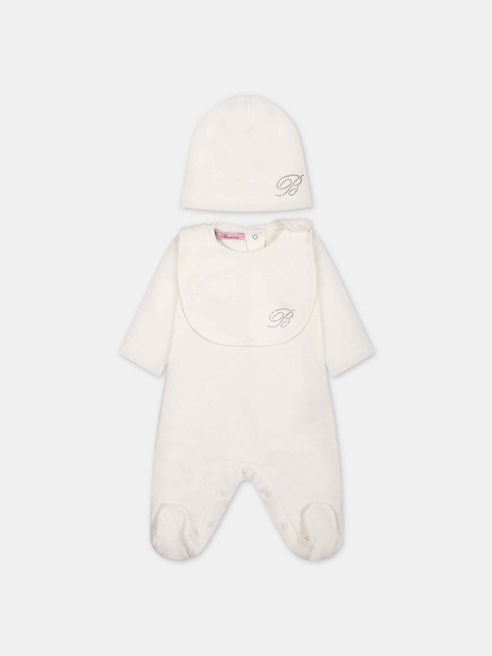 Set bianco per neonata con logo,Blumarine Baby,IA3126J6050 10602