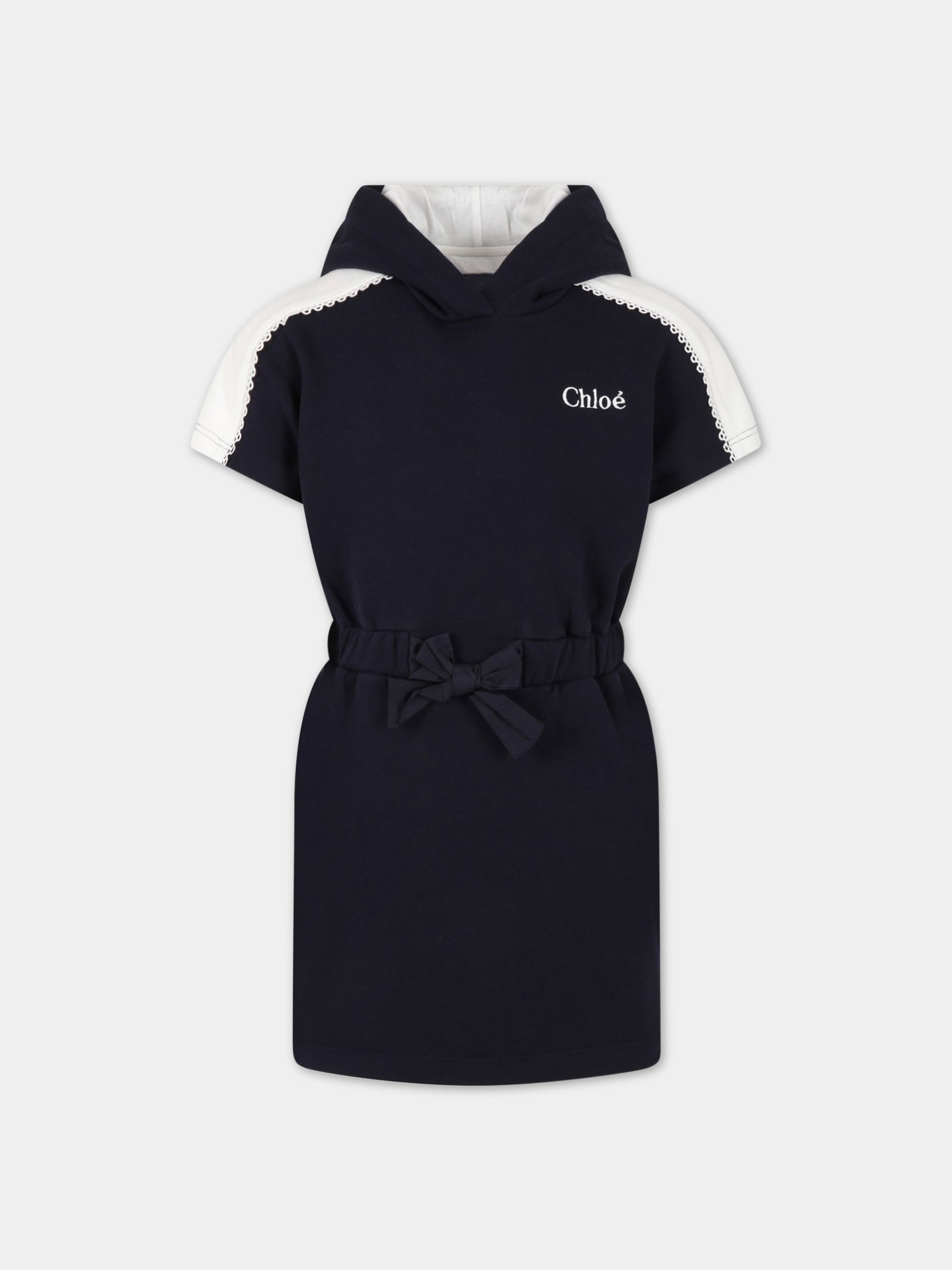 Vestito blu per bambina con logo,Chloé Kids,C12925 859