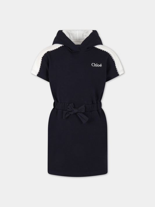 Vestito blu per bambina con logo,Chloé Kids,C12925 859