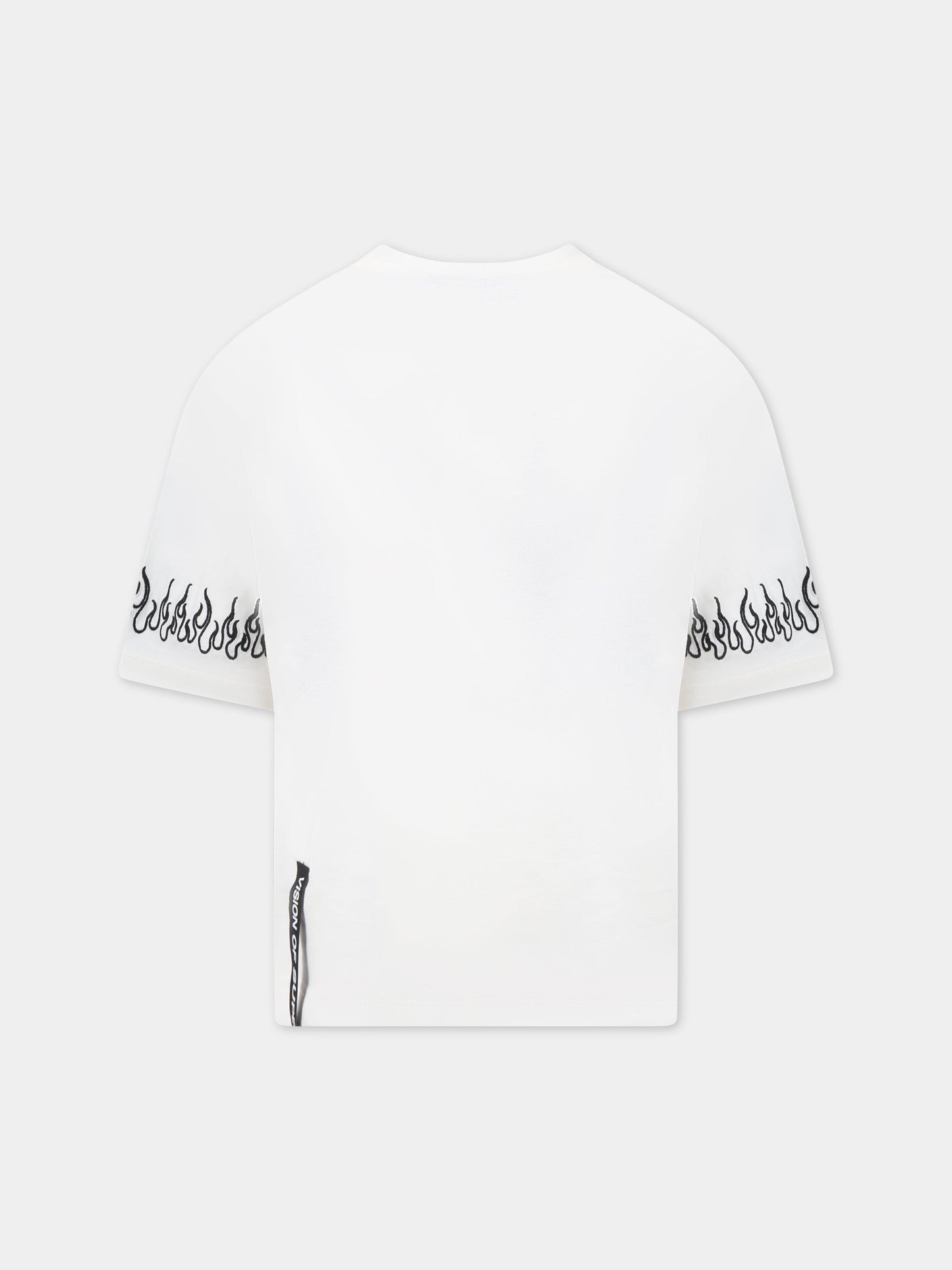 T-shirt bianca per bambino con fiamme e logo,Vision Of Super,TSV3100J BIANCO