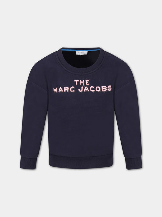 Felpa blu per bambina con logo,Little Marc Jacobs,W15573 84E