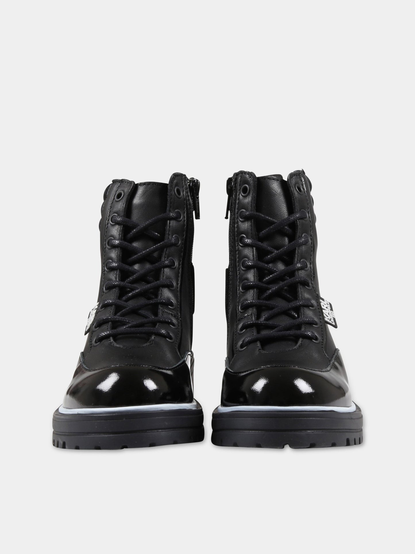 Stivali neri per bambini con logo,Karl Lagerfeld Kids,Z19063 09B